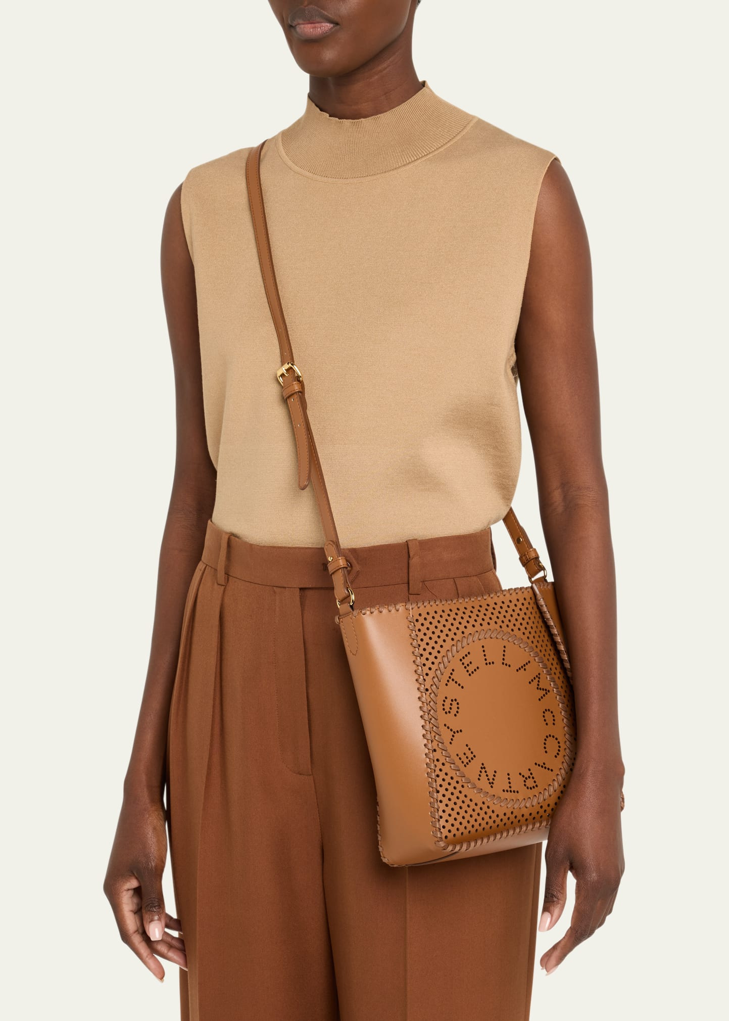 Logo Perforated Vegan Leather Crossbody Bag - 2