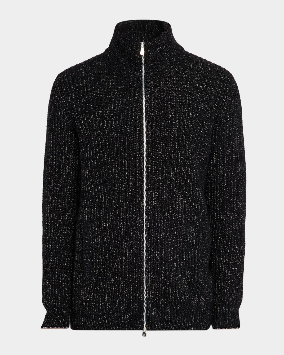 Men's Wool, Silk, and Cashmere Full-Zip Sweater - 1