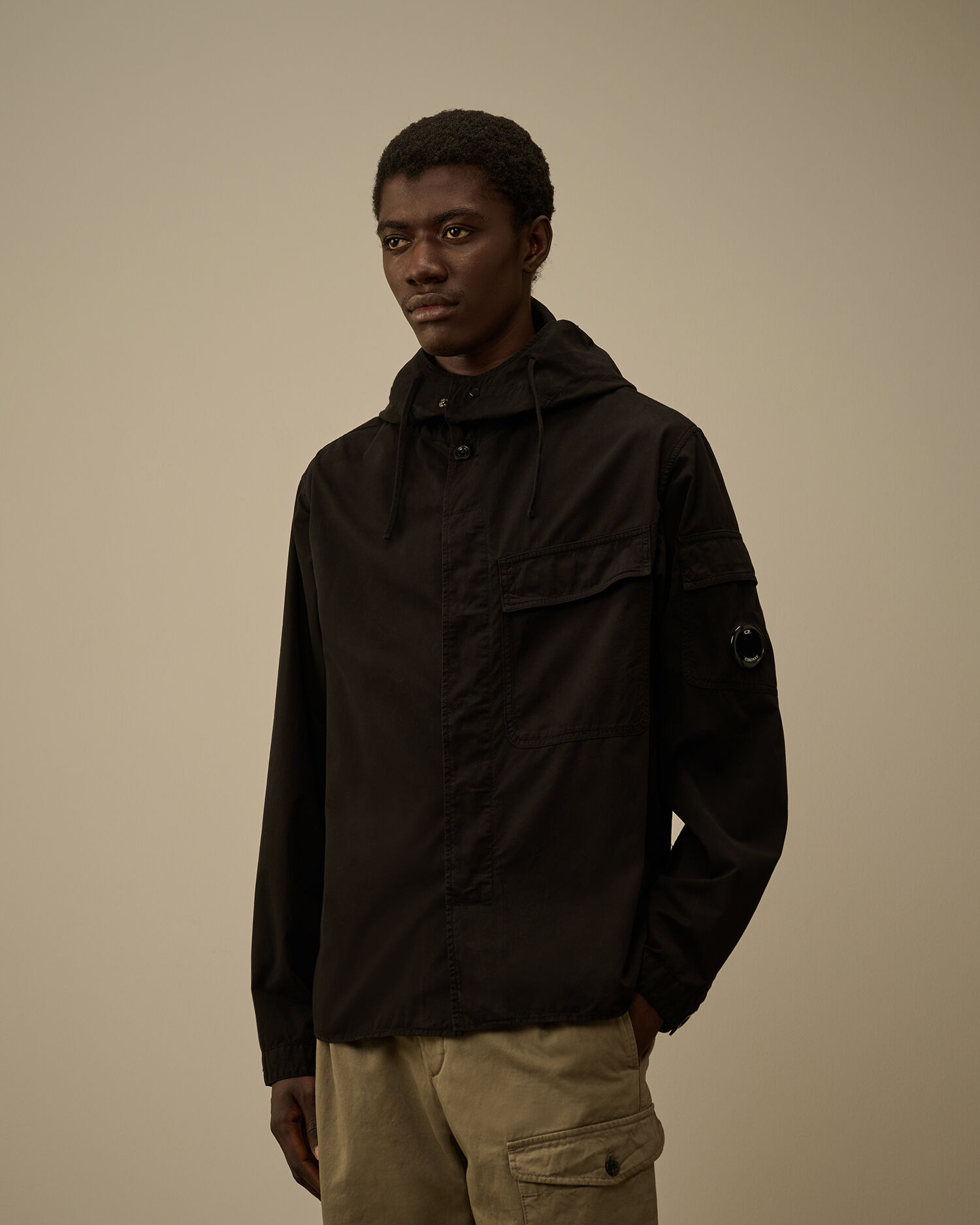 Organic Gabardine Hooded Zipped Overshirt - 3