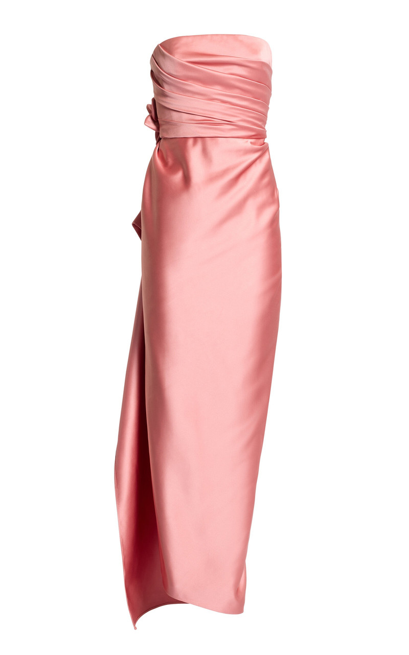 Floral-Appliquéd Duchess Satin Maxi Dress pink 1