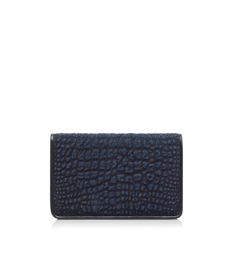 CROC-EFFECT QUILTED DENIM WHITNEY SMALL SHOULDER BAG 3