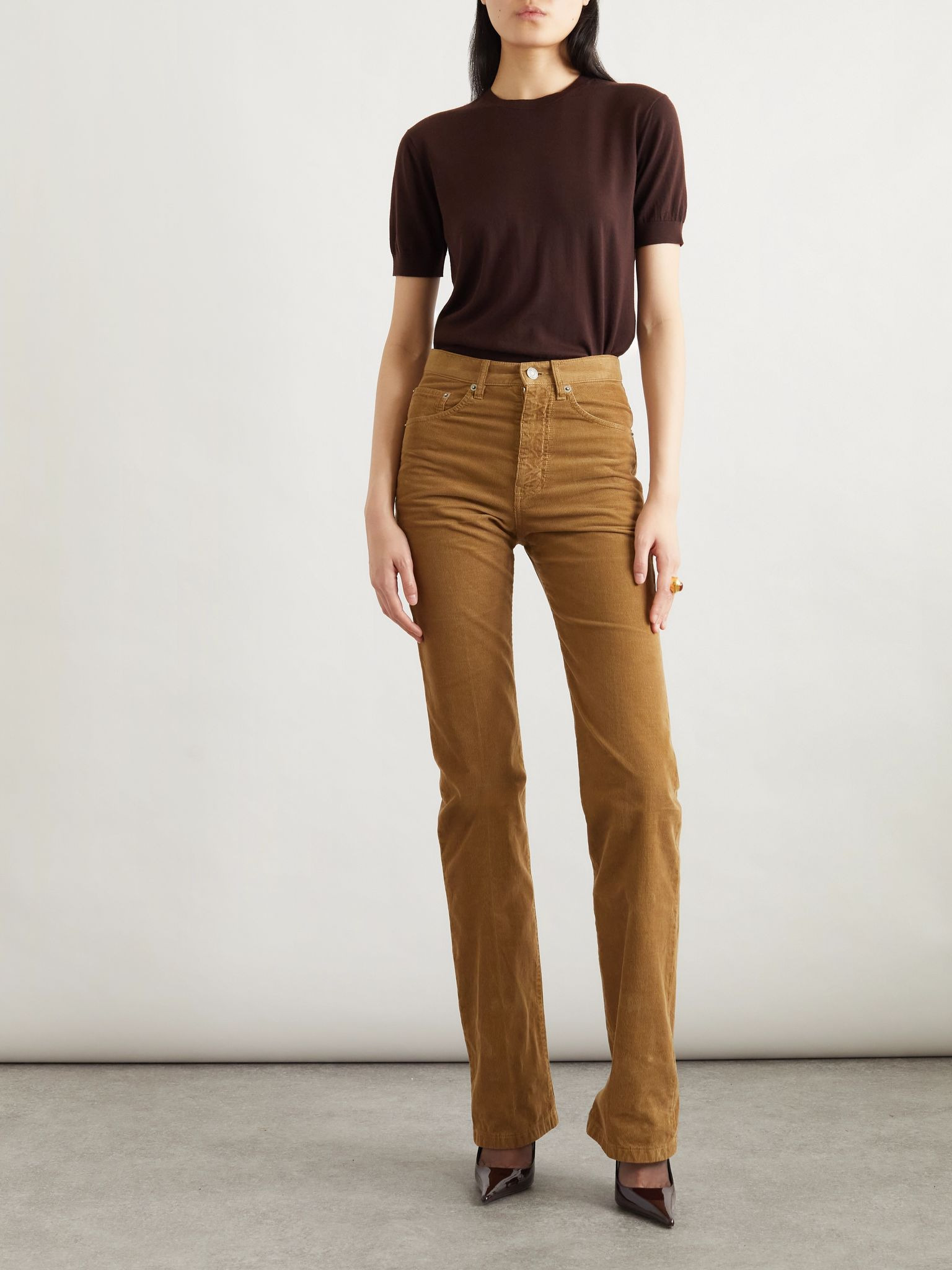 Cropped wool T-shirt Brown - 2