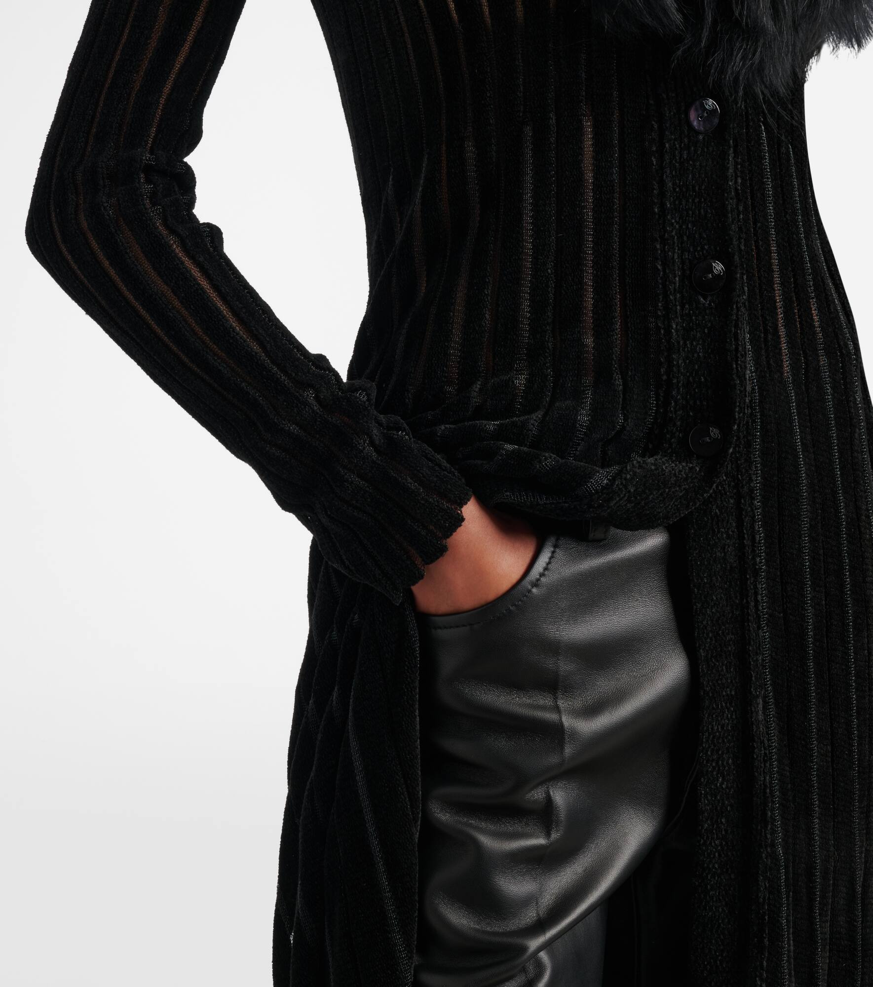 Shearling-trimmed striped maxi dress - 5