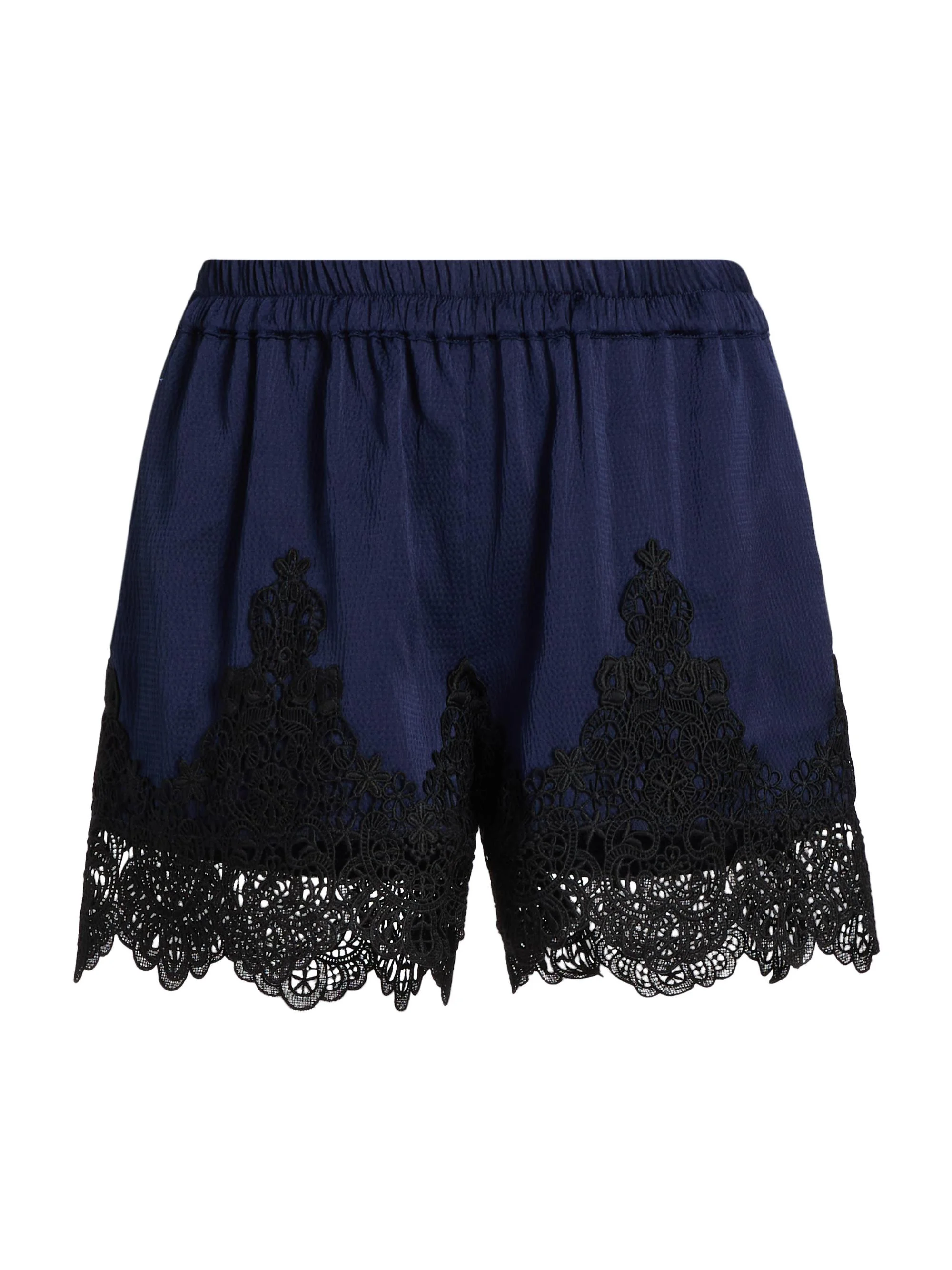 Women's Lana Lace-Trim Satin Shorts - French Navy Black - 1