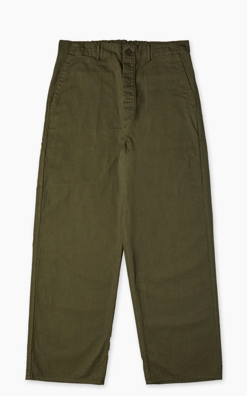 ORSLOW WIDE FIT FRENCH WORK PANTS ARMY GREEN - 1