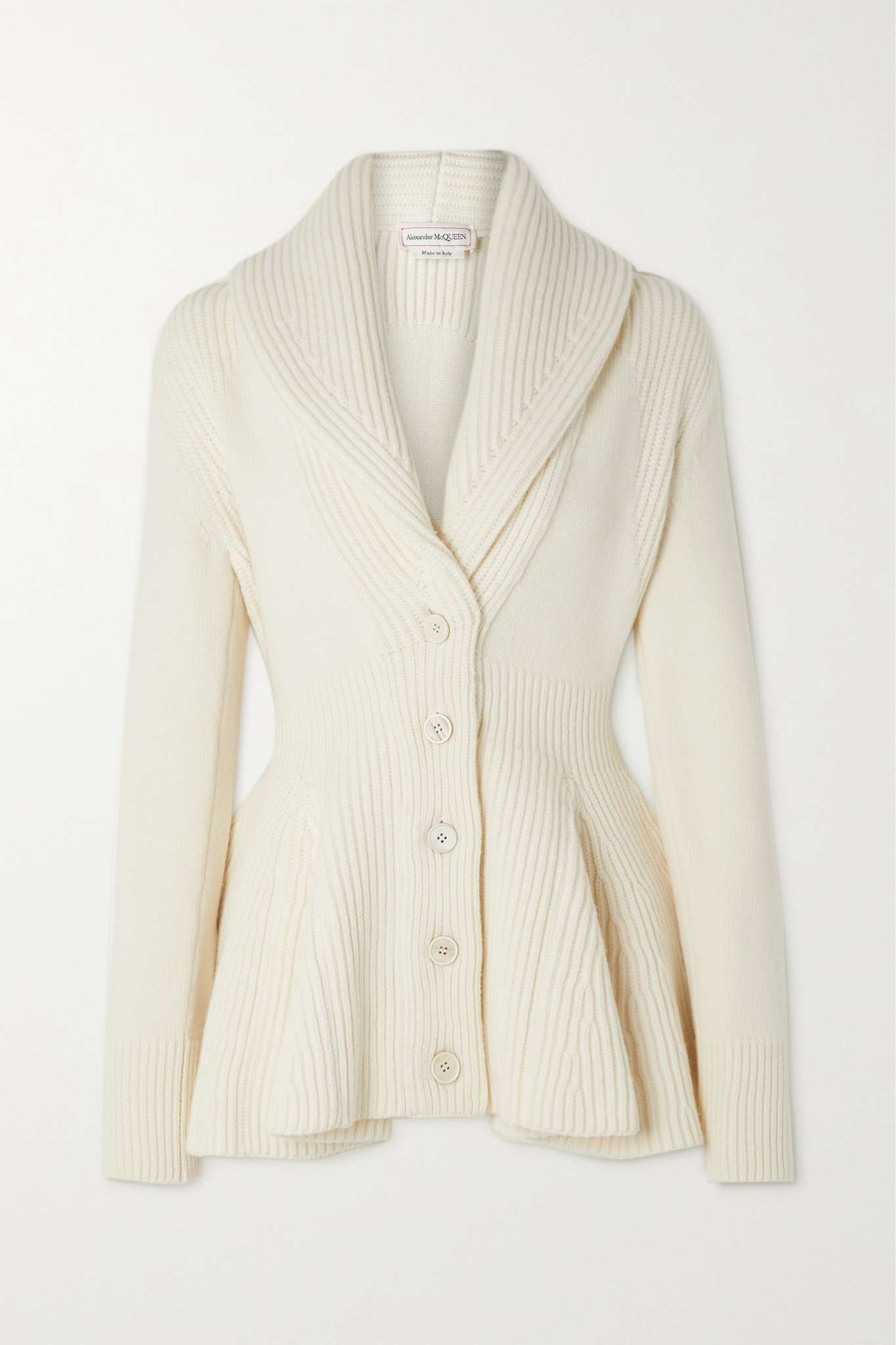 Ribbed wool peplum cardigan - 1