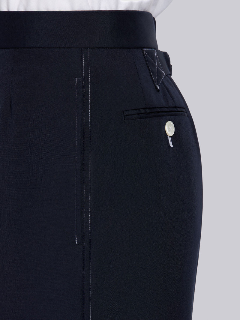 Navy Cotton Typewriter Cloth Double Needle Stitch Classic Trouser 5