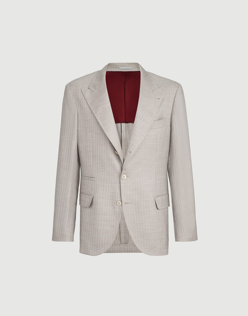Cashmere and silk chevron deconstructed blazer with peak lapels 1