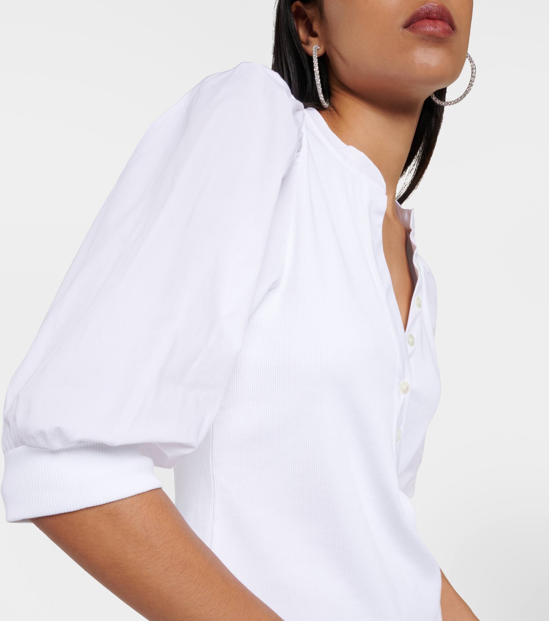 Coralee puff-sleeve cotton-blend top - 4