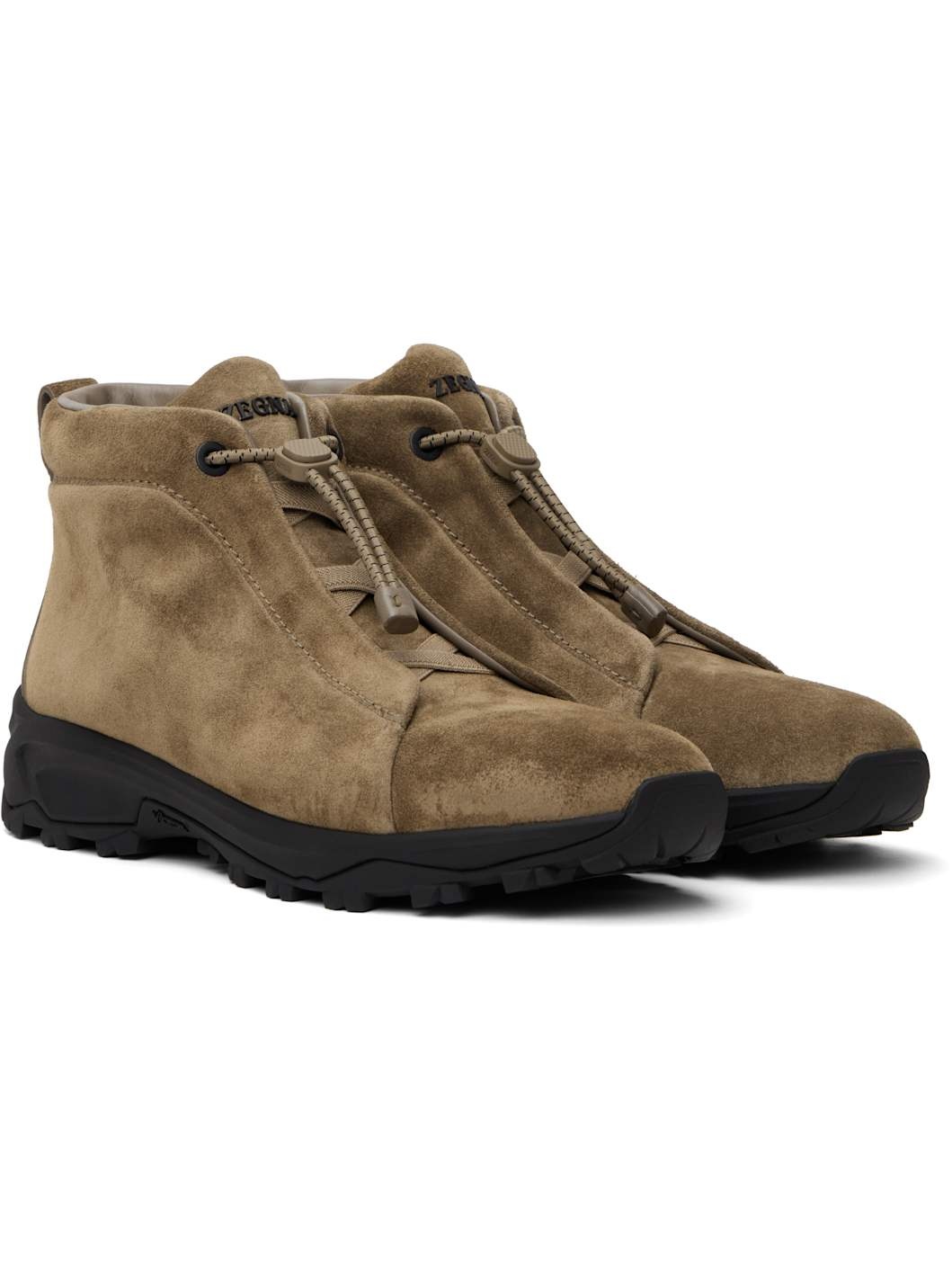 Beige Triple Stitch Vetta High-Top Sneakers - 4