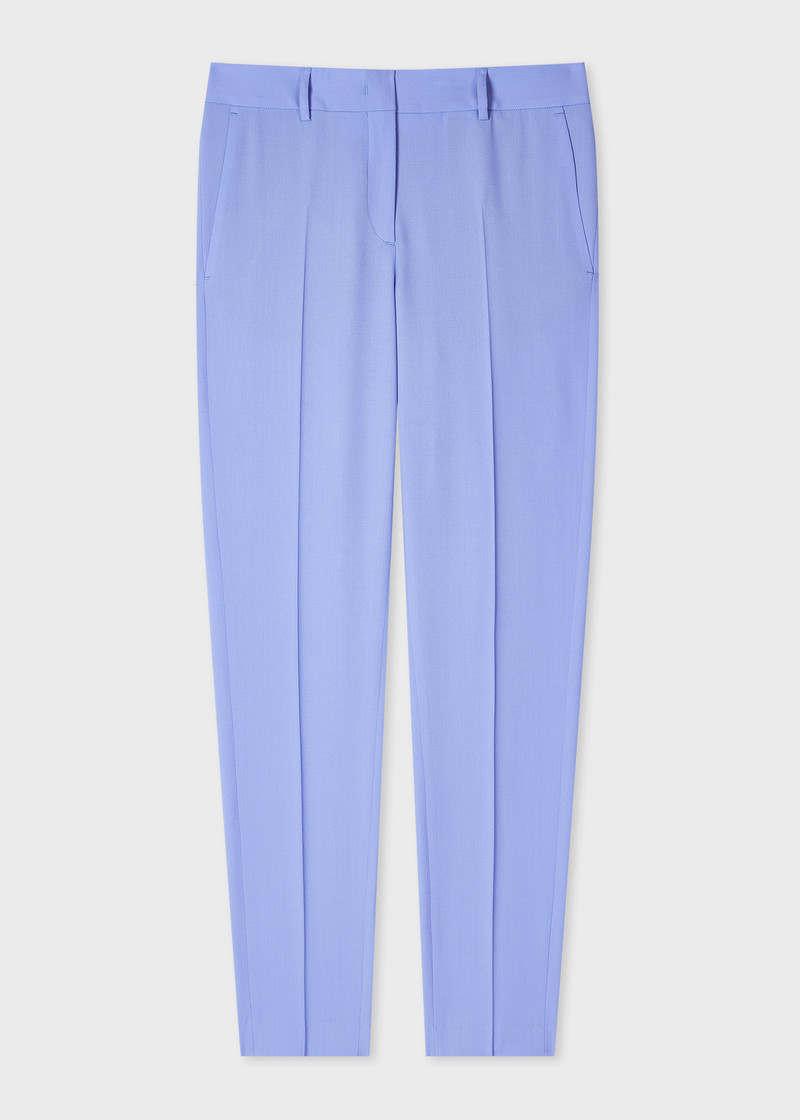 Women's Dusty Blue Wool Hopsack Pleated Trousers 1