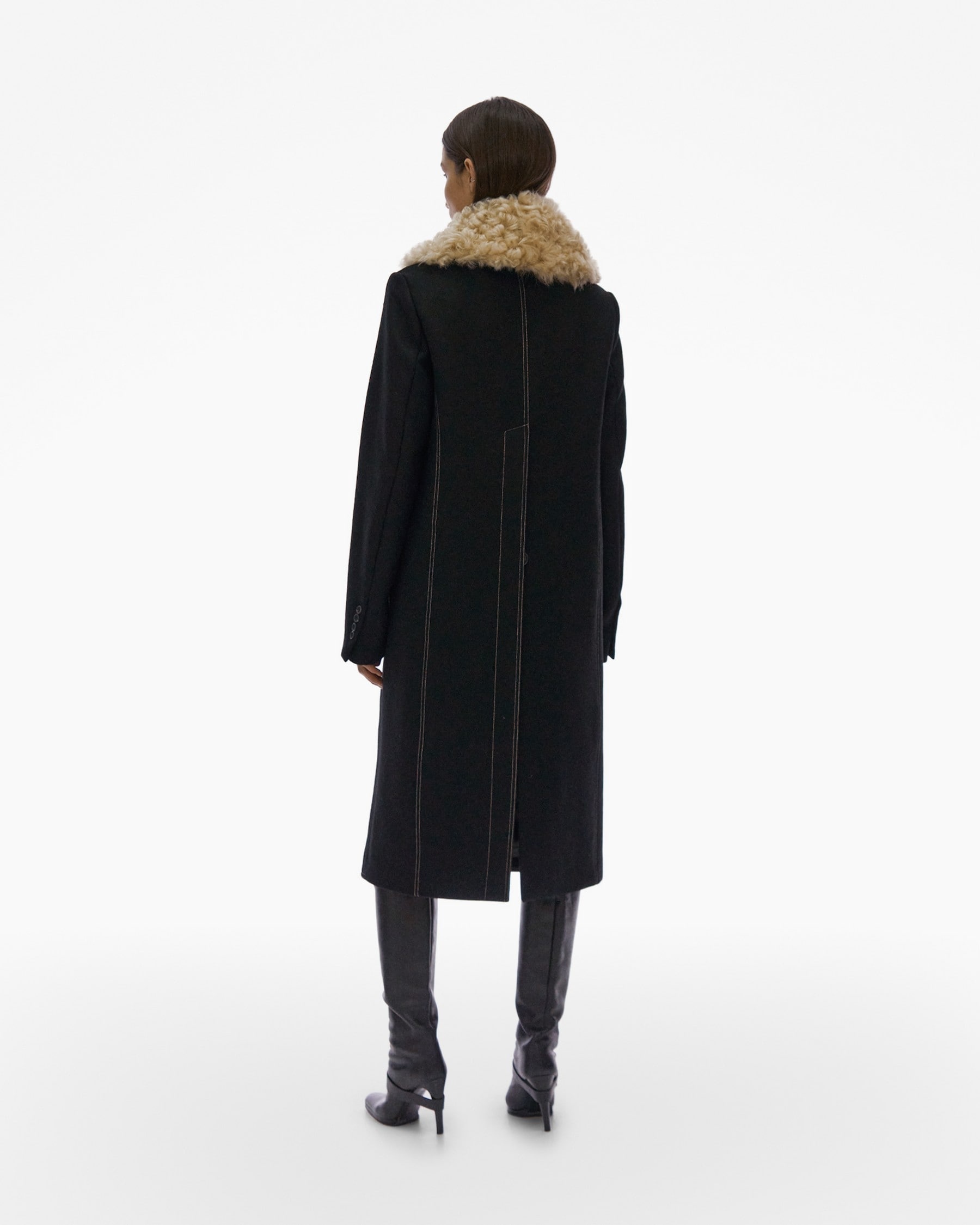 SHEARLING COLLAR COAT - 4