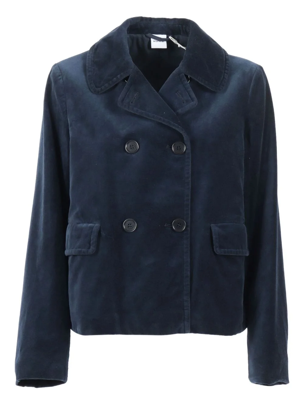 double-breasted velvet-texture jacket - 1