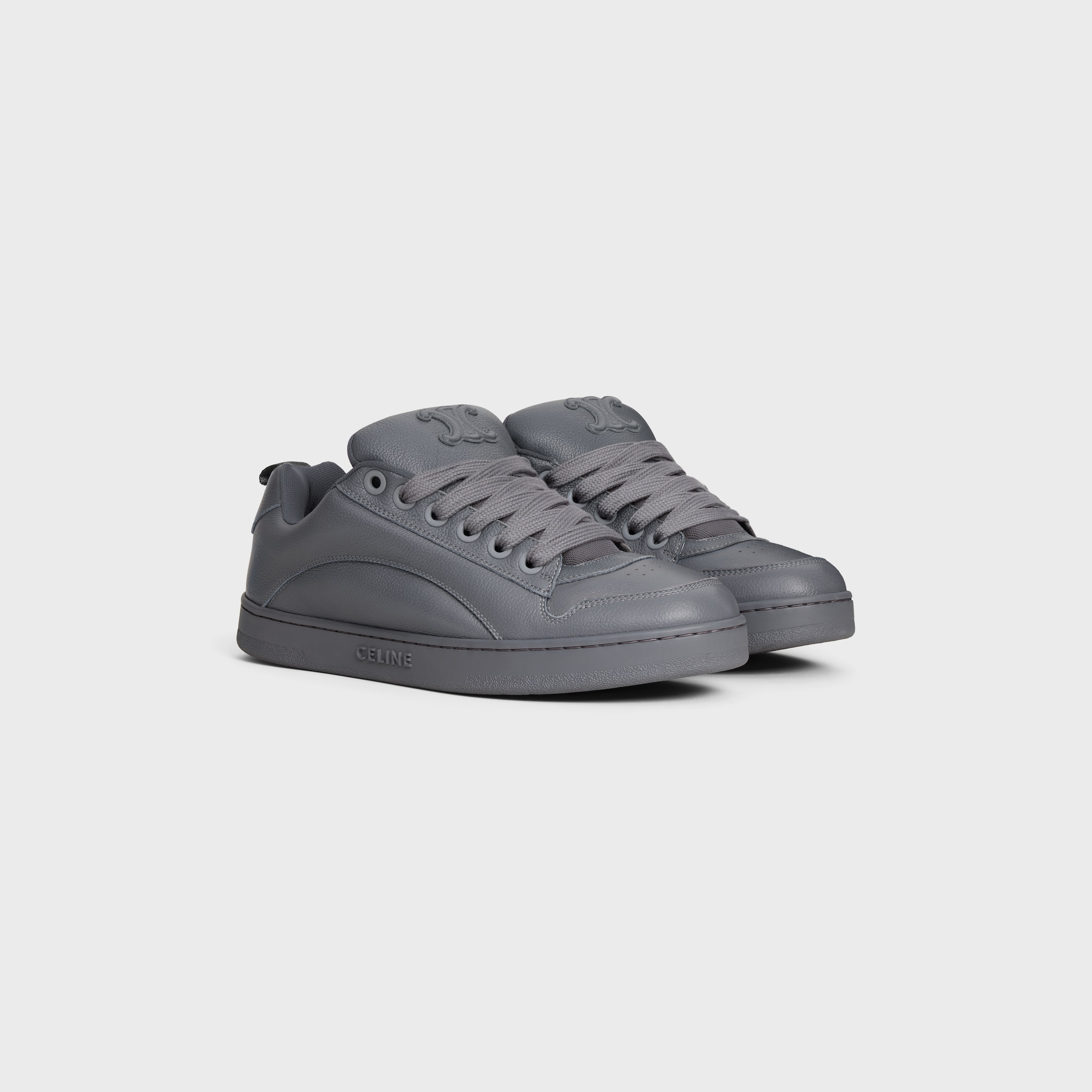 CELINE HUNTINGTON LOW LACE-UP SNEAKER IN TUMBLED LEATHER AND MESH - 2