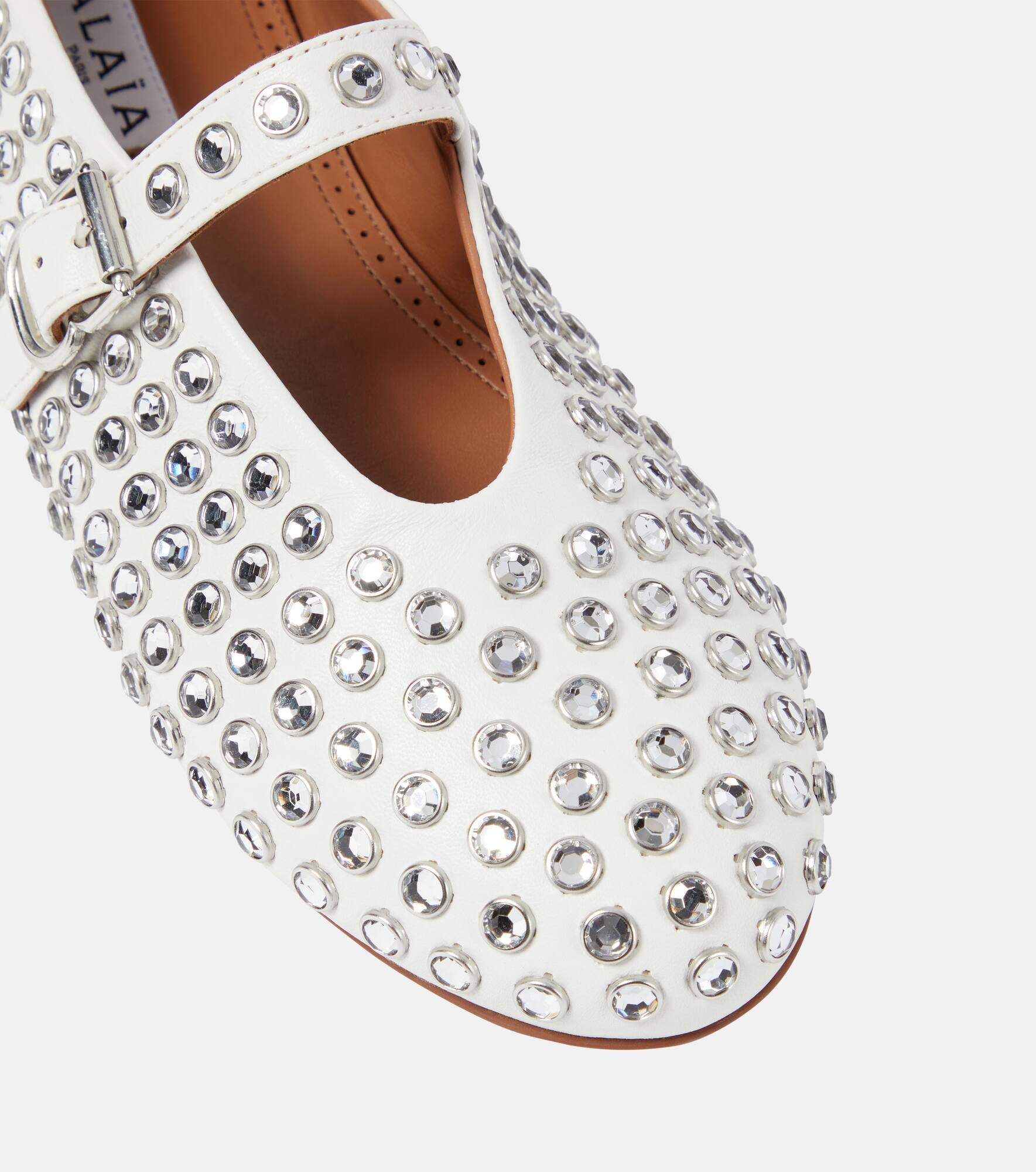 Crystal-embellished leather ballet flats - 6