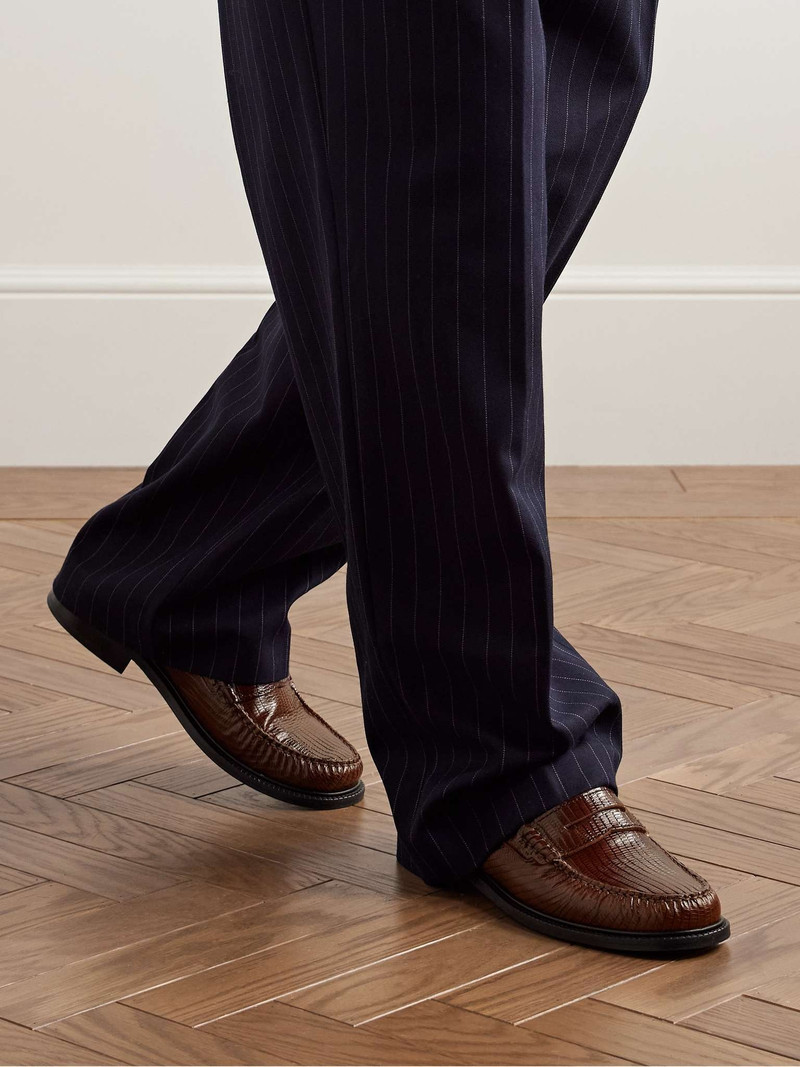 VINNY’s Yardee Lizard-Effect Leather Penny Loafers outlook