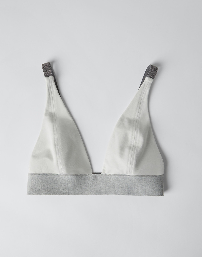 Stretch cotton French terry bralette top with precious straps 1