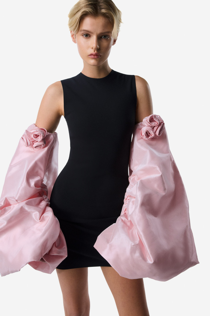 Taffeta Sleeved Jersey Dress - 1