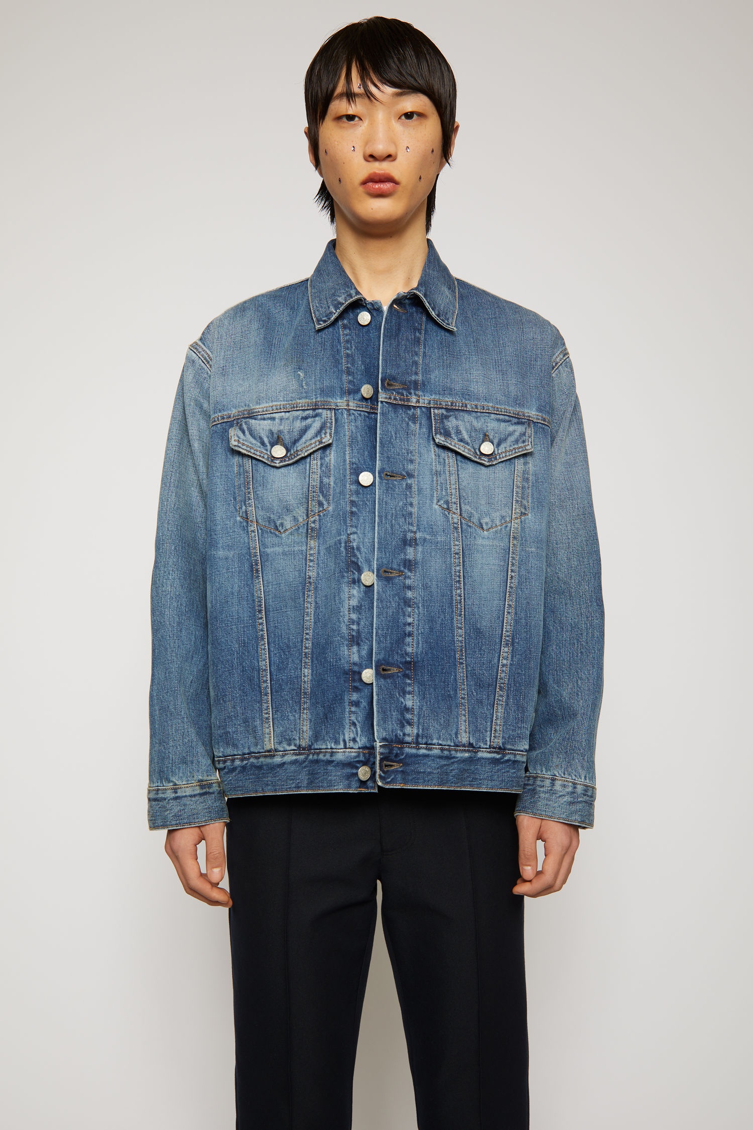 Oversized denim jacket mid blue - 5