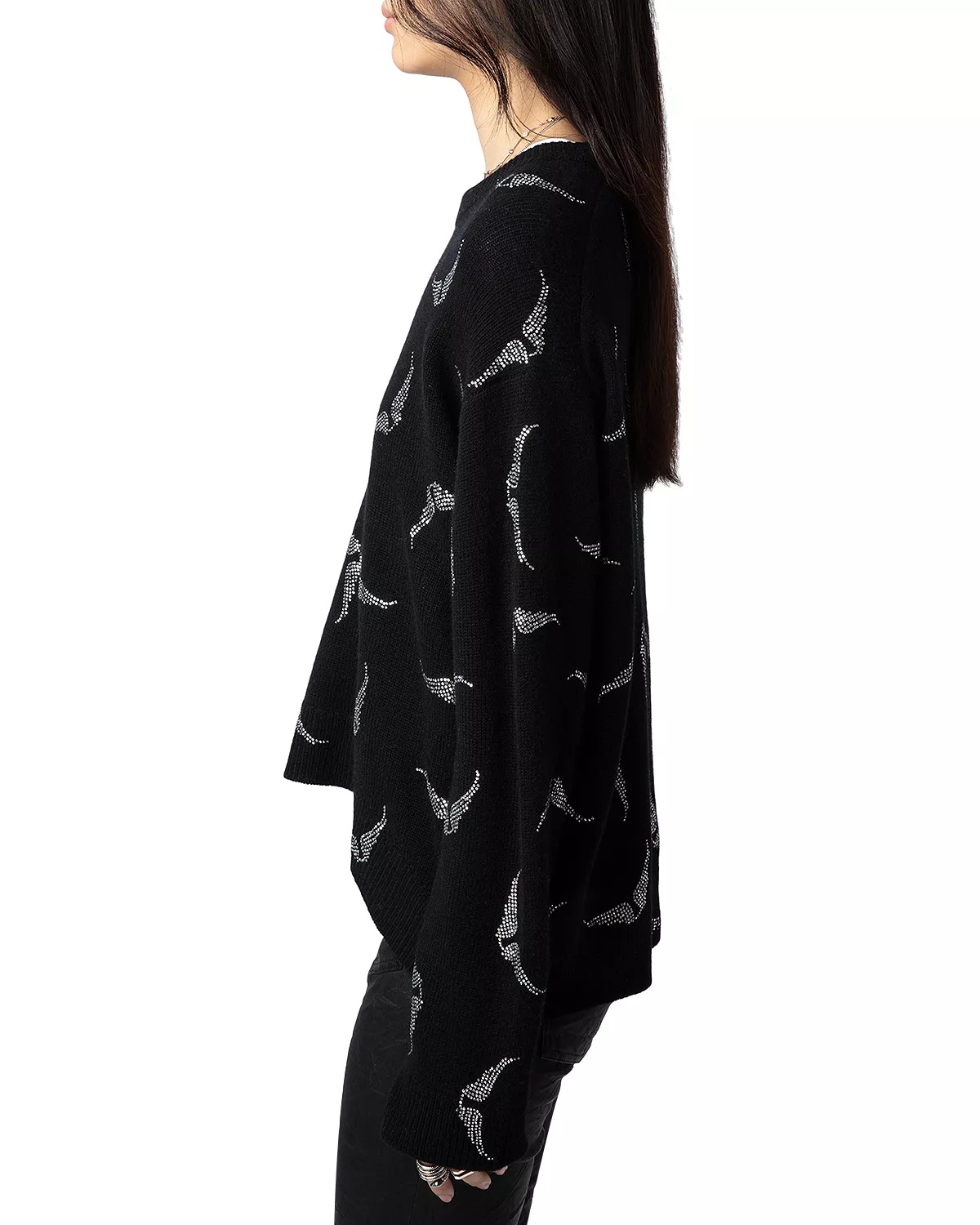 Cashmere Diamante Wings Sweater - 4