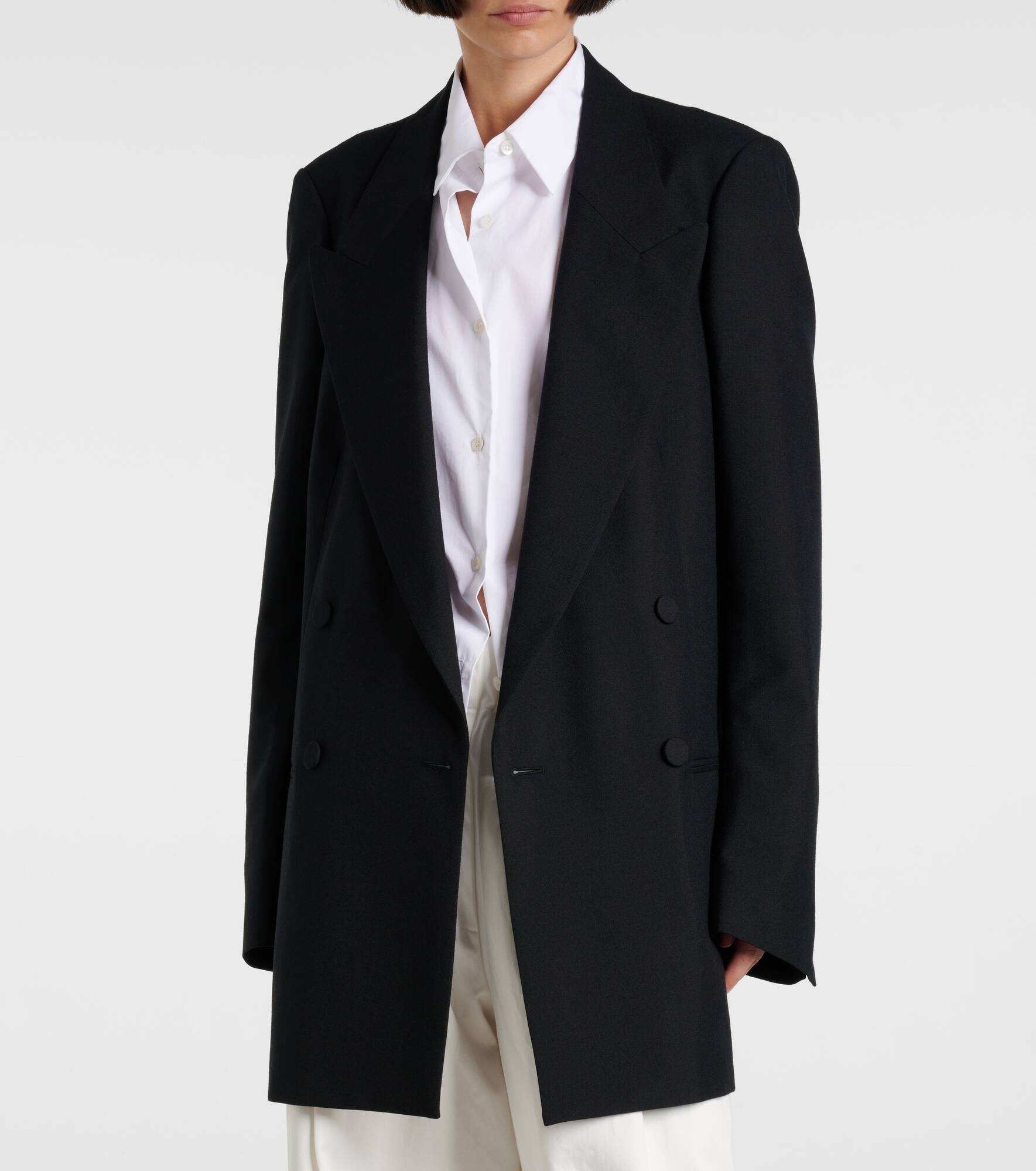 Double-breasted wool blazer - 7