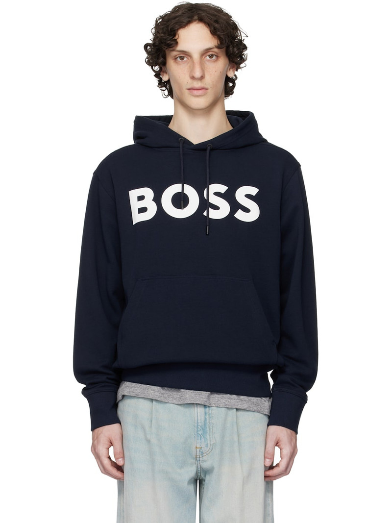Navy Relaxed-Fit Large Logo Hoodie 1