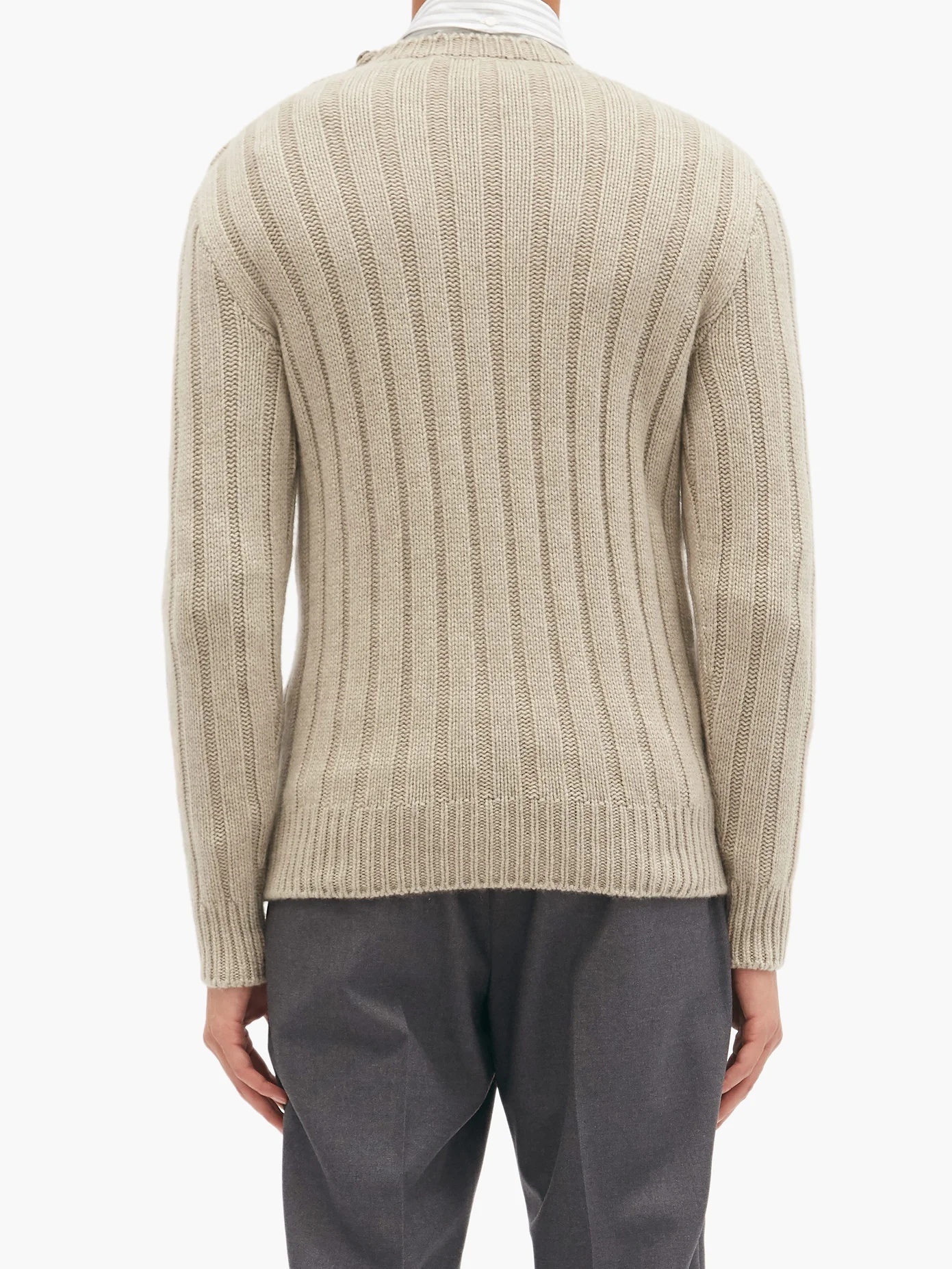 Buttoned-shoulder ribbed-cashmere sweater - 5