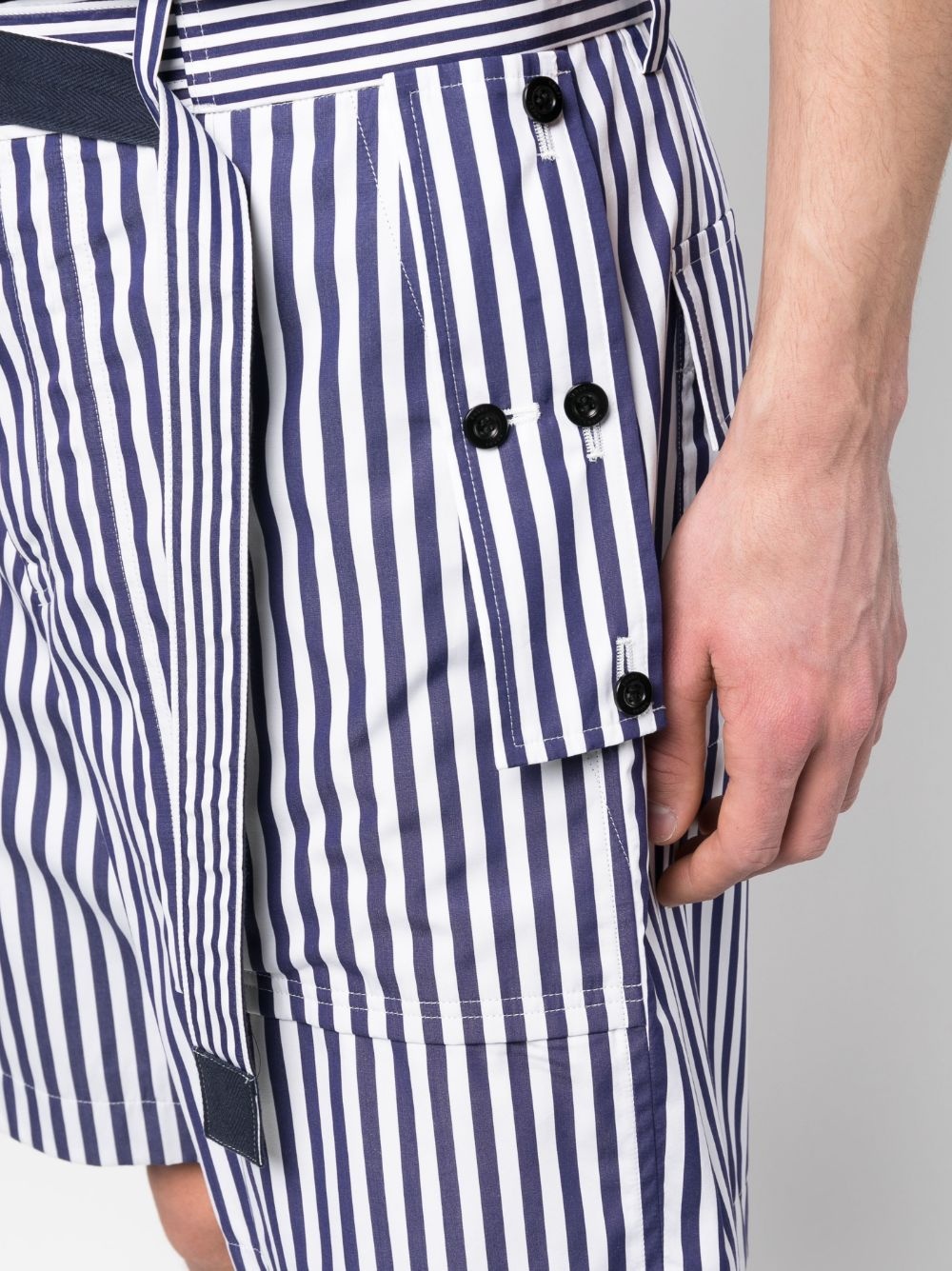 vertical-stripe print cotton shorts - 5
