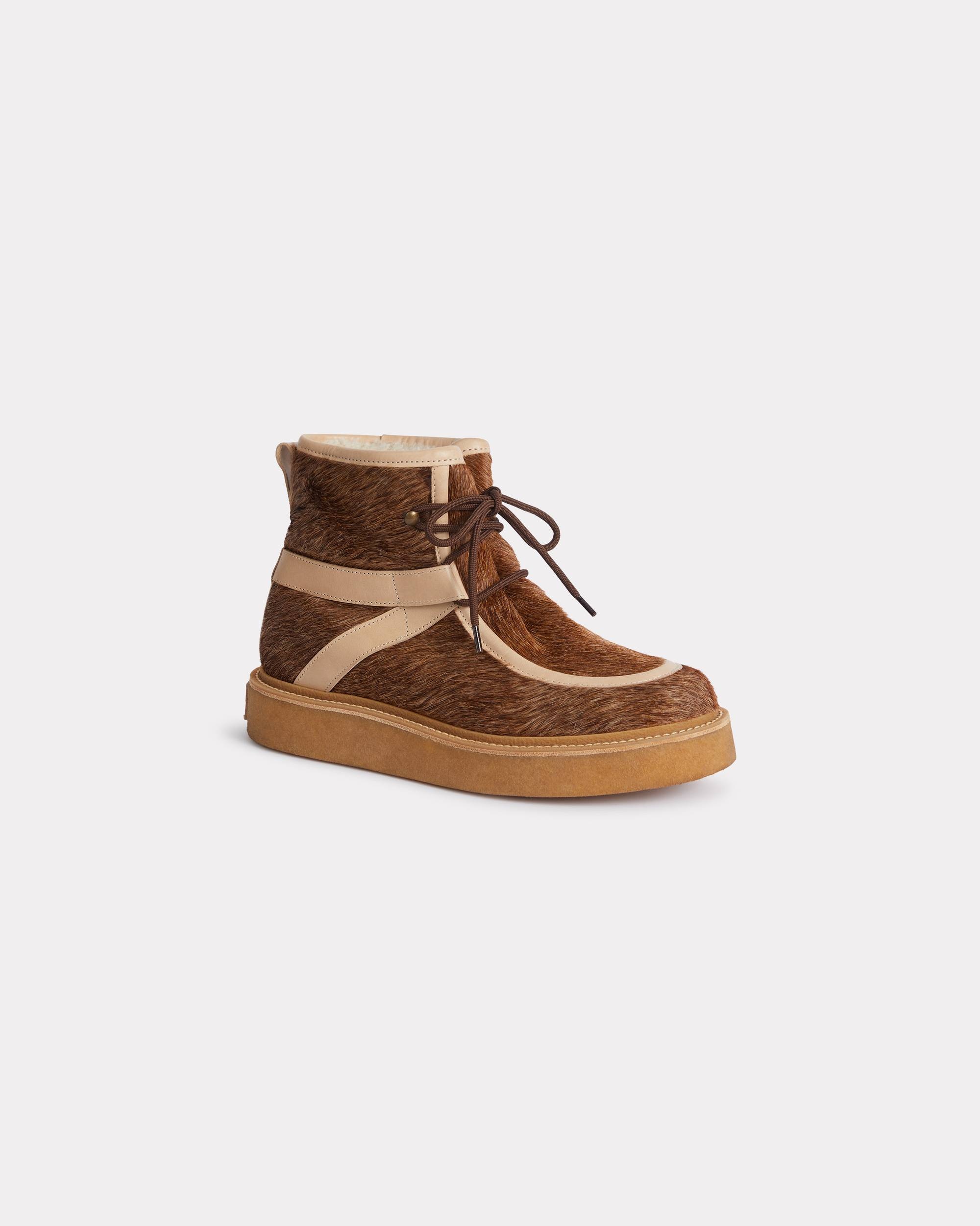 'KENZO Yuki' pony leather lace-up boots for men - 5
