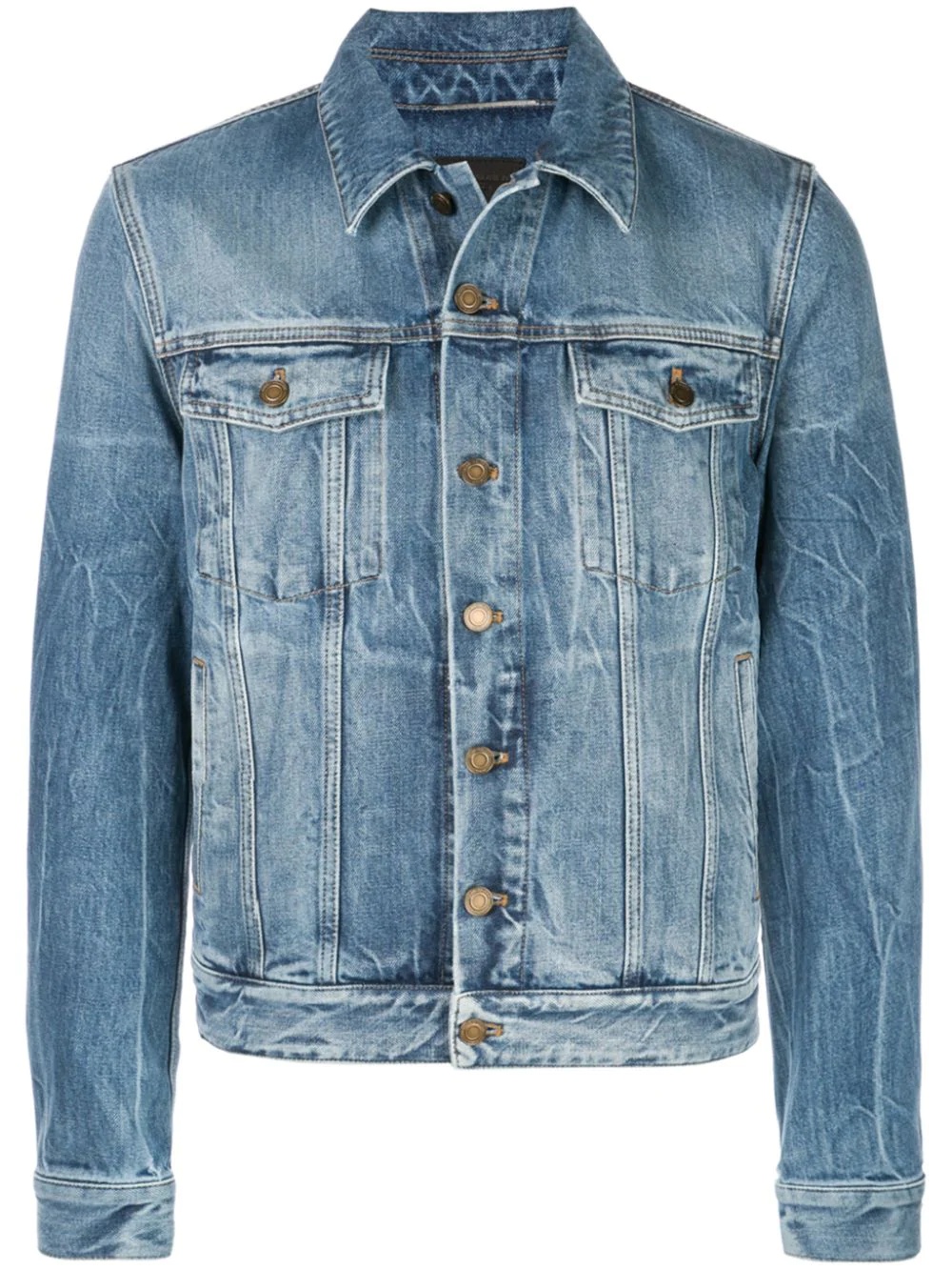 creased-effect denim jacket - 1