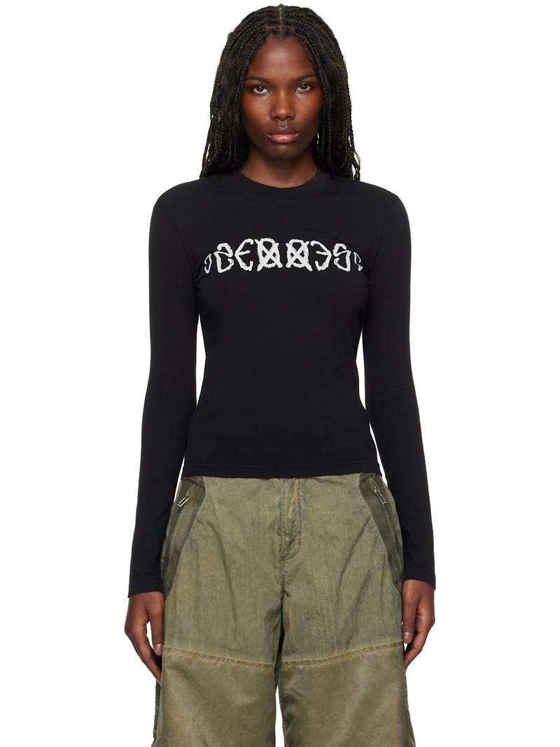 Black "SOS" Fitted Longsleeve T-shirt 1