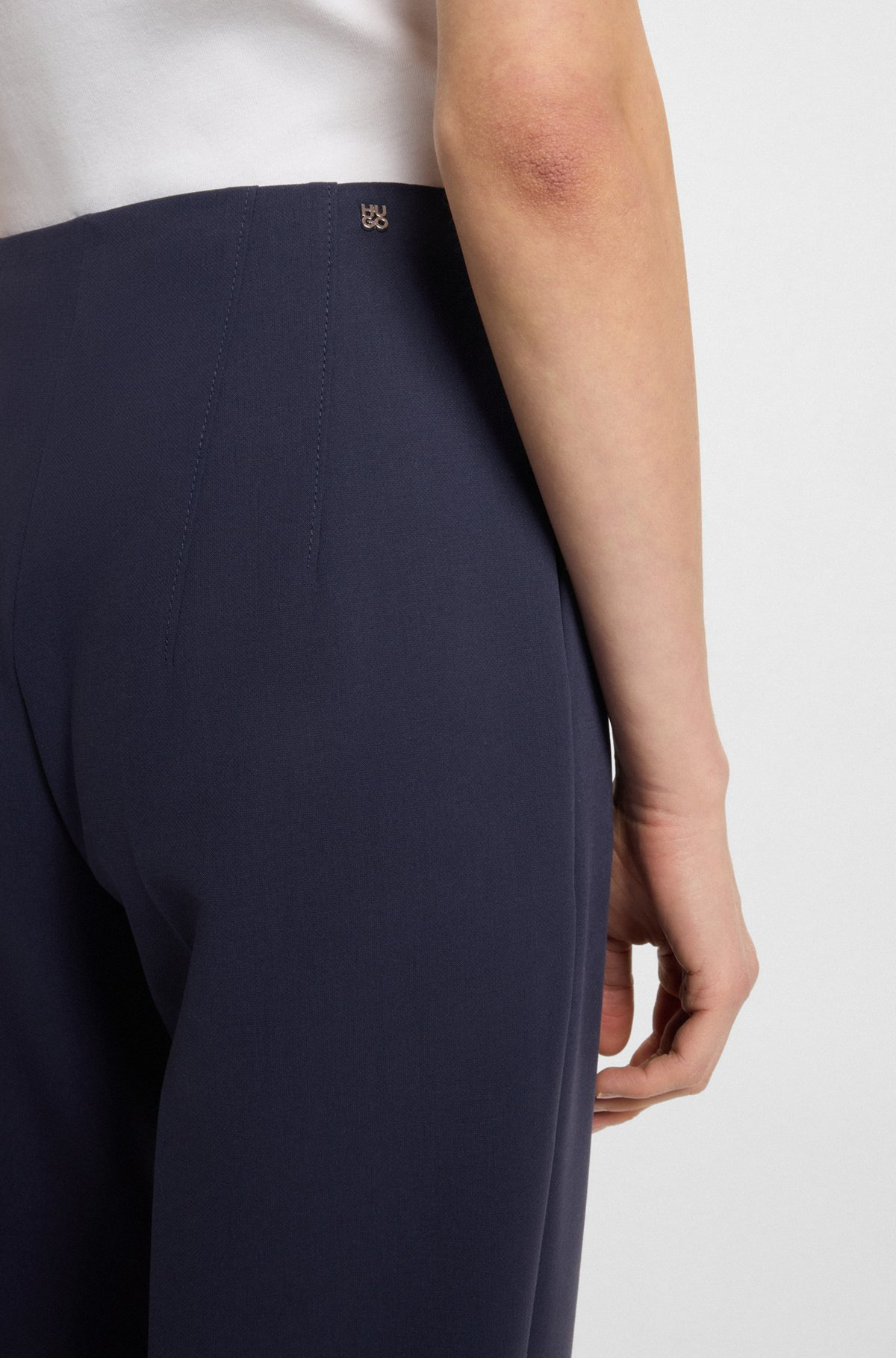 REGULAR-FIT PANTS WITH WIDE LEG IN STRETCH FABRIC - 5