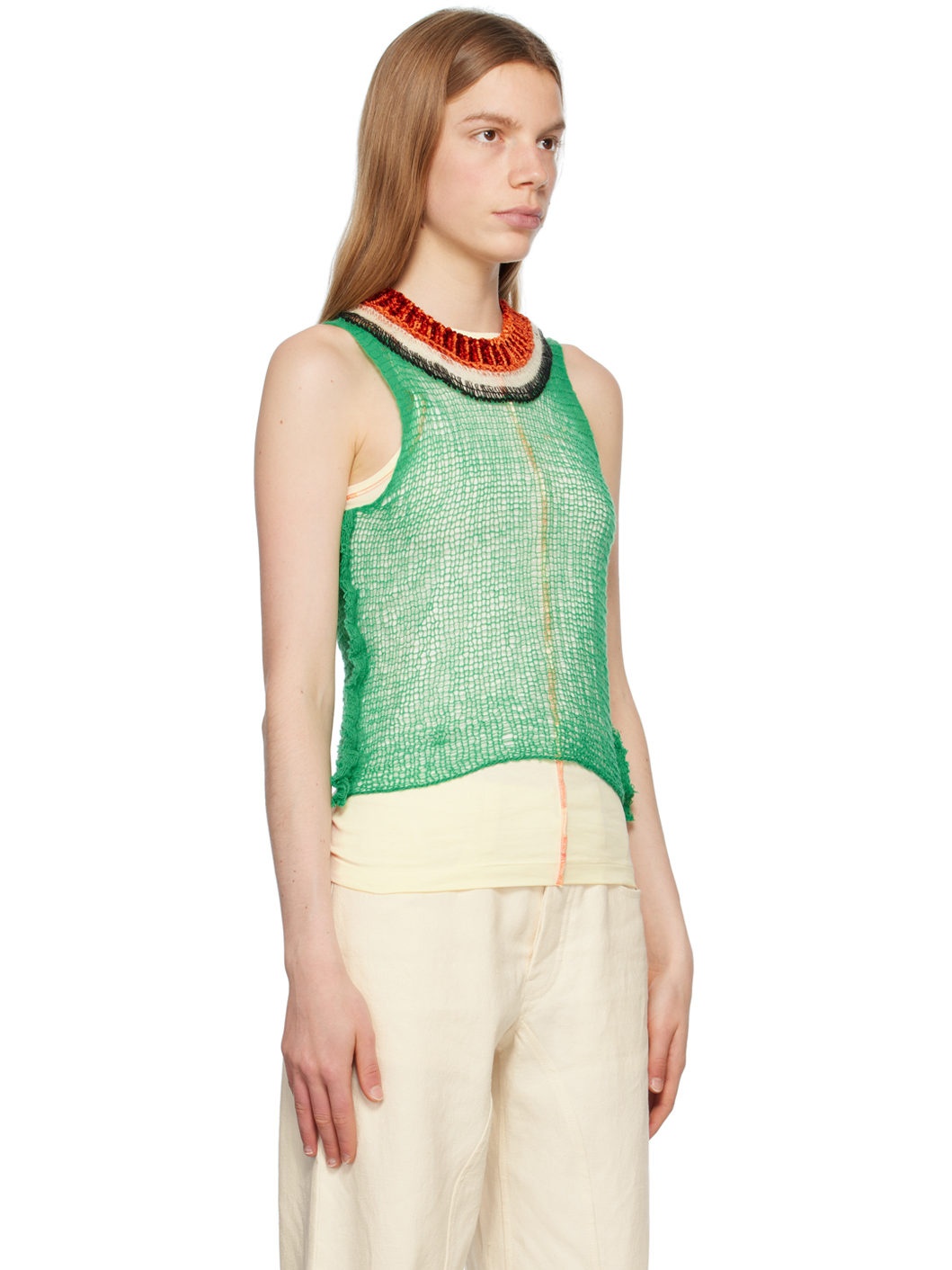 Green Cutout Tank Top - 2