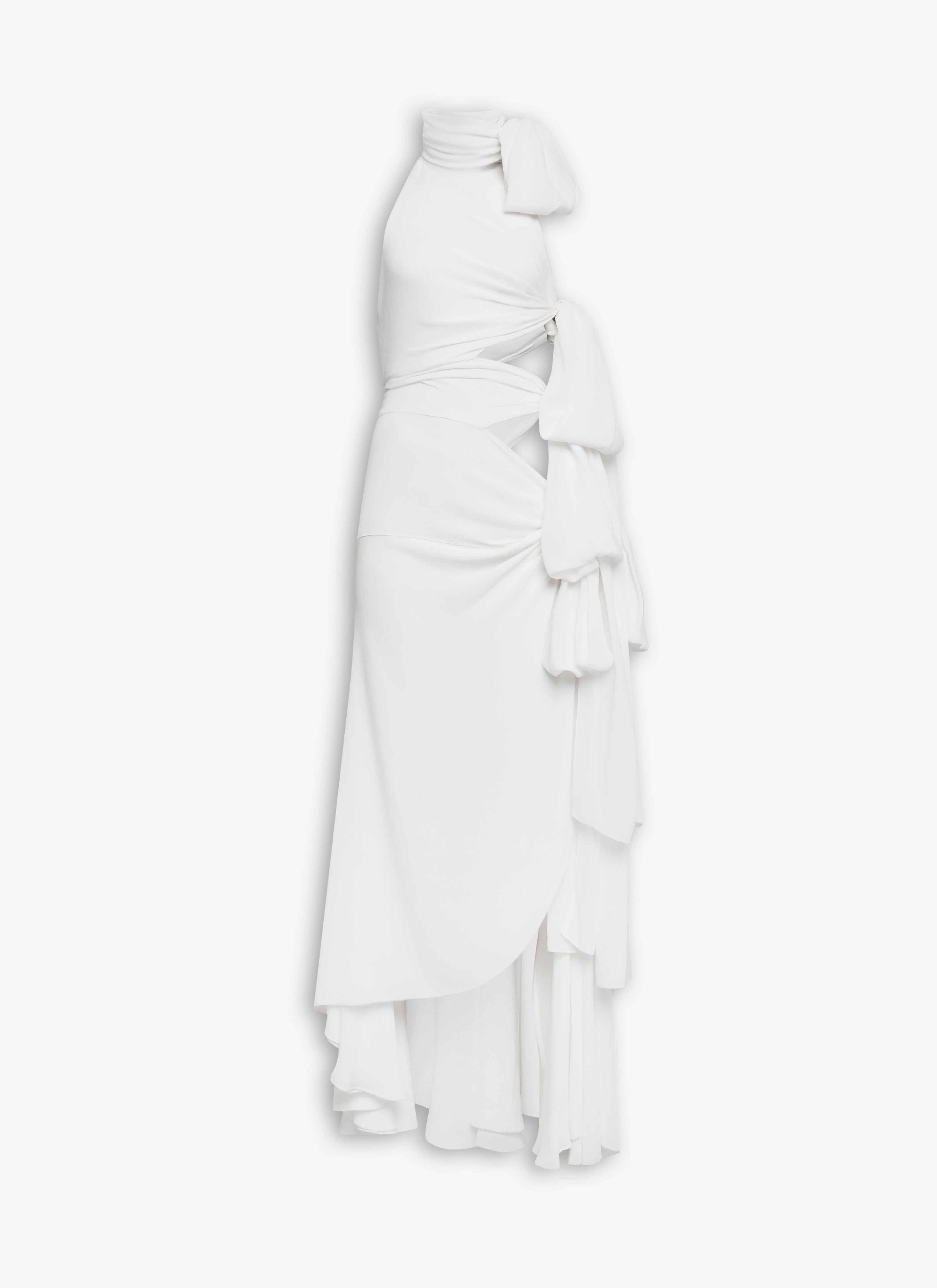LIGHT GEORGETTE ASYMMETRICAL BOW DRESS - 1