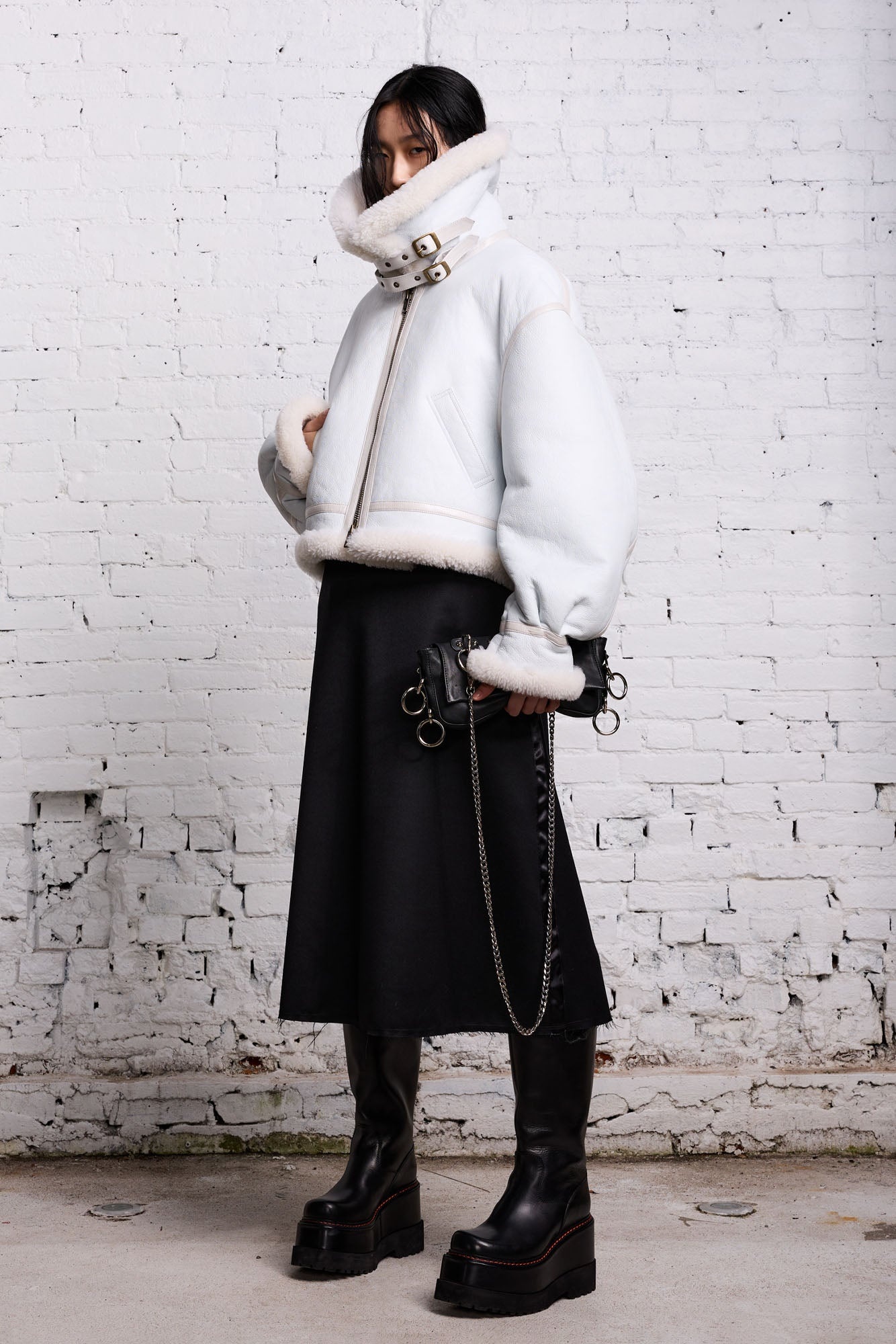 SHEARLING AVIATOR - WHITE - 3