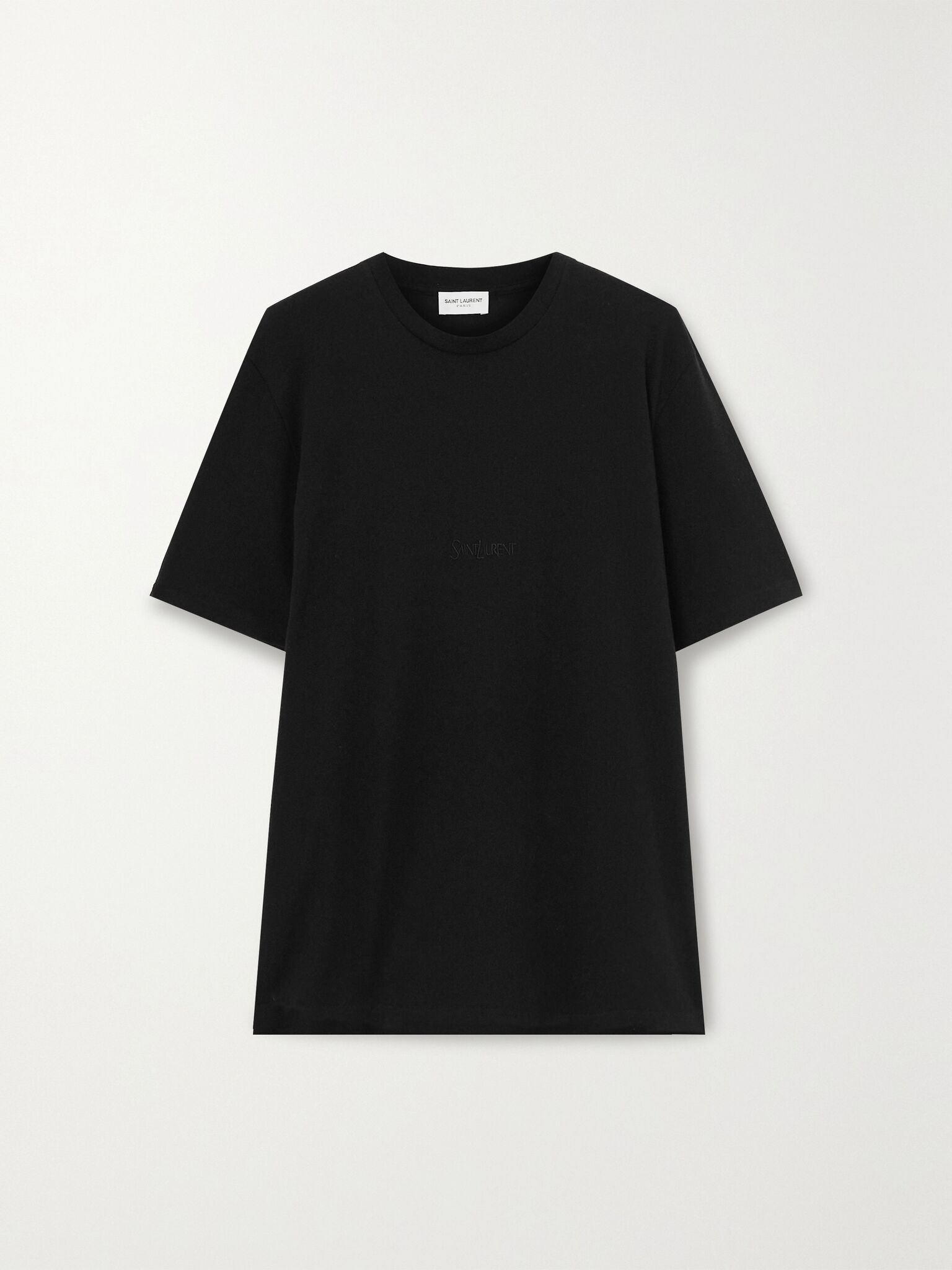 Embroidered cotton T-shirt Black - 1