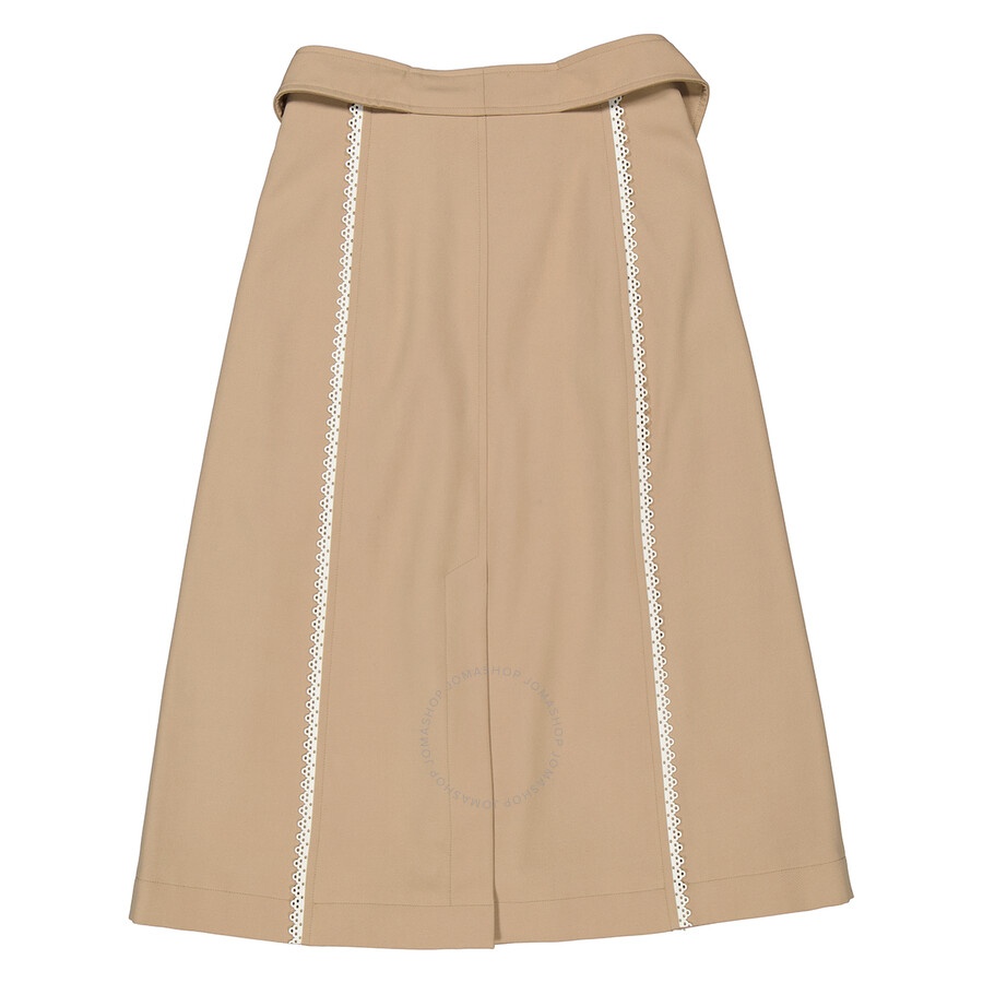 Chloe Ladies Pearl Beige Scallop-Trim Belted Trench Skirt, Brand Size 36 (US Size 4) - 2