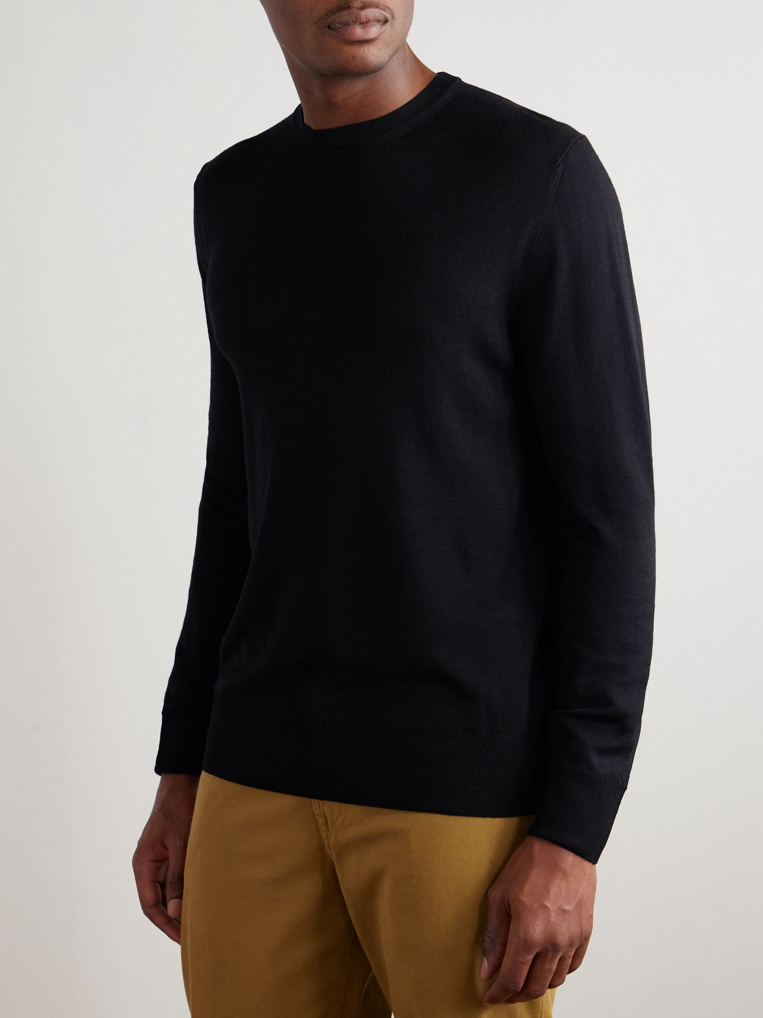 Slim-Fit Wool Sweater Black - 3