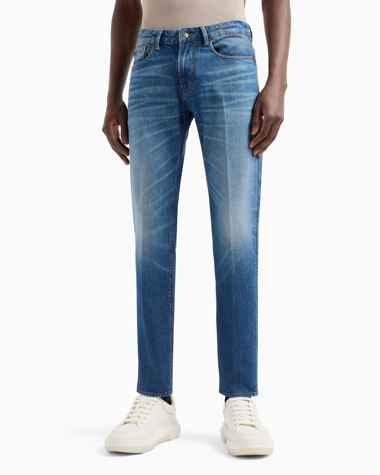 J06 Slim-fit, 12.2 oz stone-washed denim jeans with veining - 2