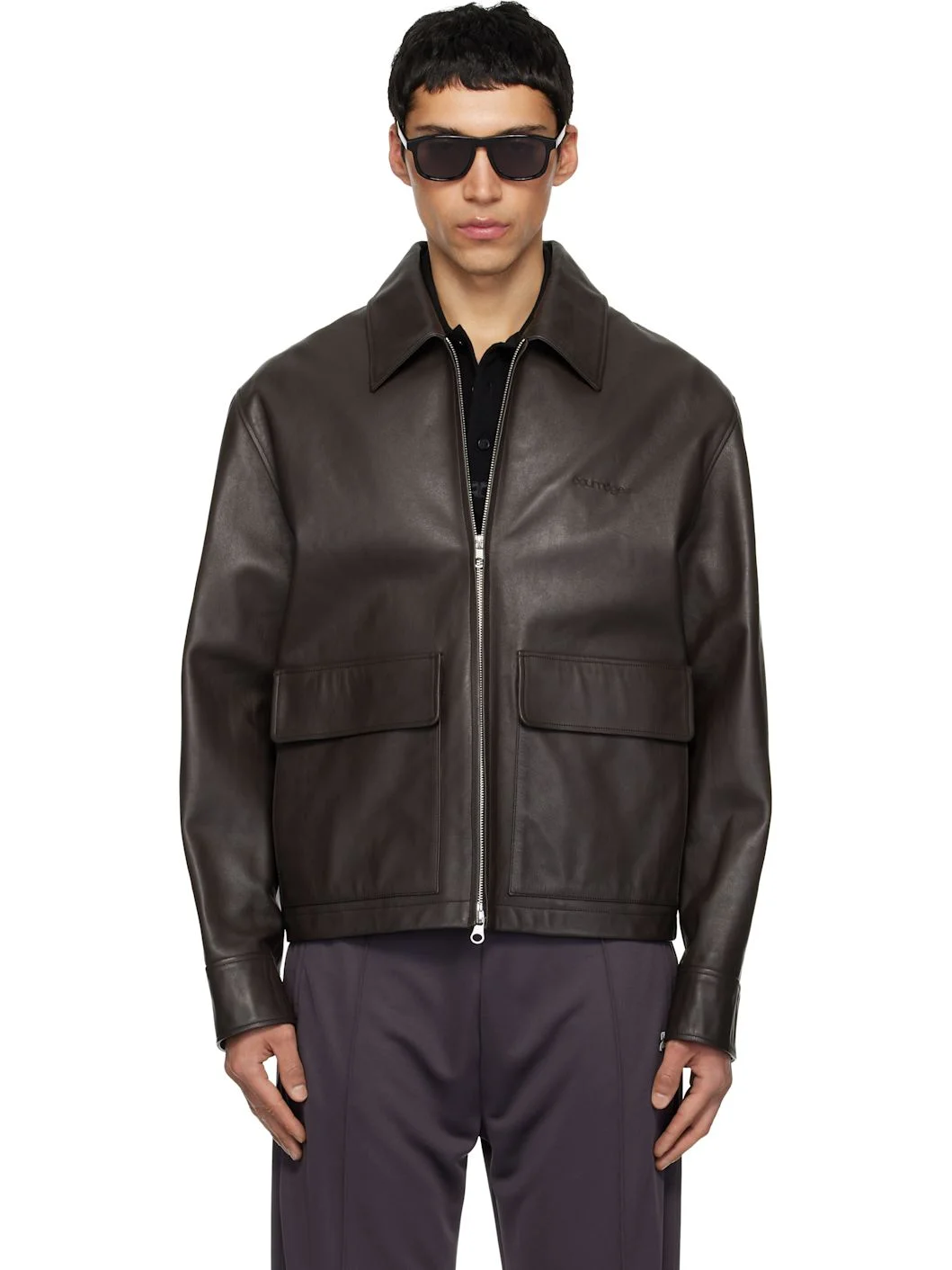 Brown 2-Pocket Leather Jacket - 1