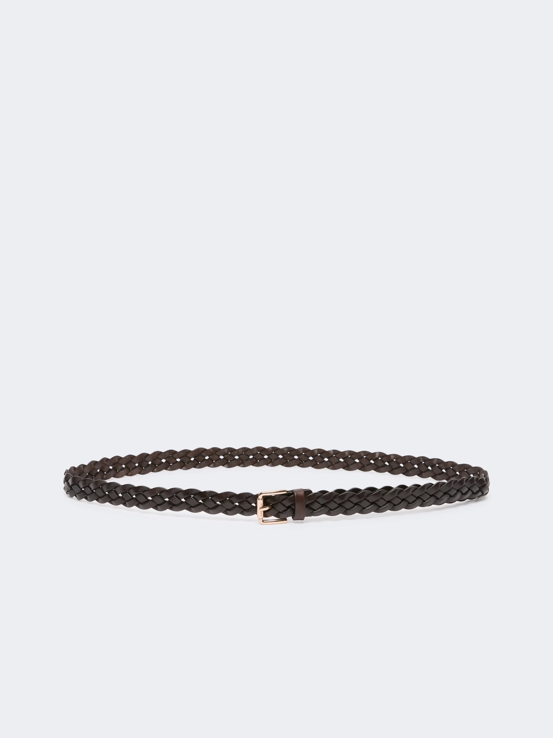 NAVETTA Woven leather belt - COFFEE - 1