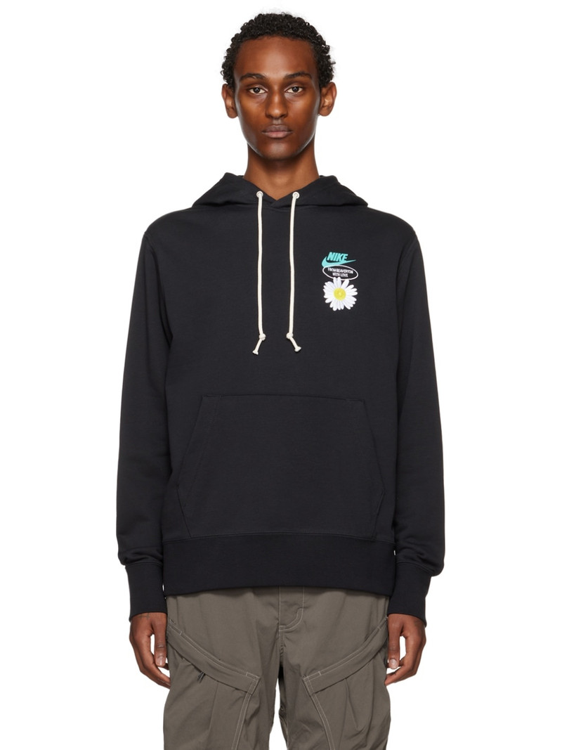 Black Graphic Patch Hoodie - 1