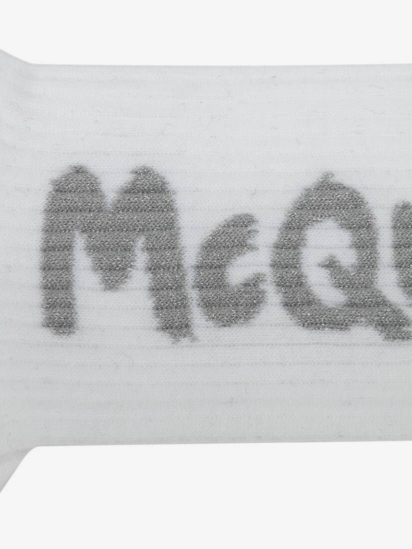Mcqueen Graffiti Socks in White/silver - 2