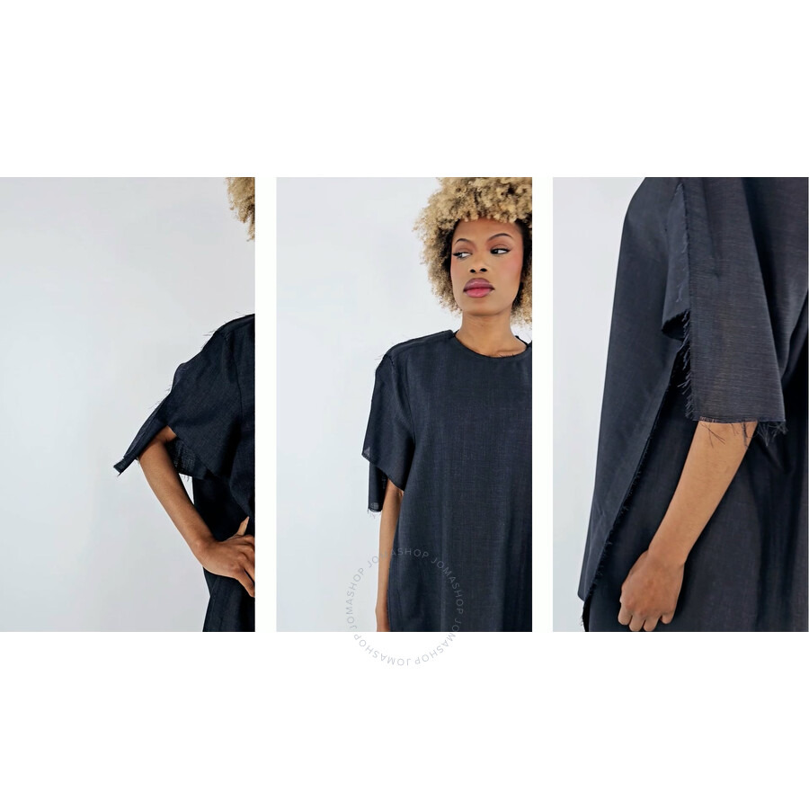 Maison Margiela Anthracite Mohair Wool Raw-Cut Oversize Dress - 3