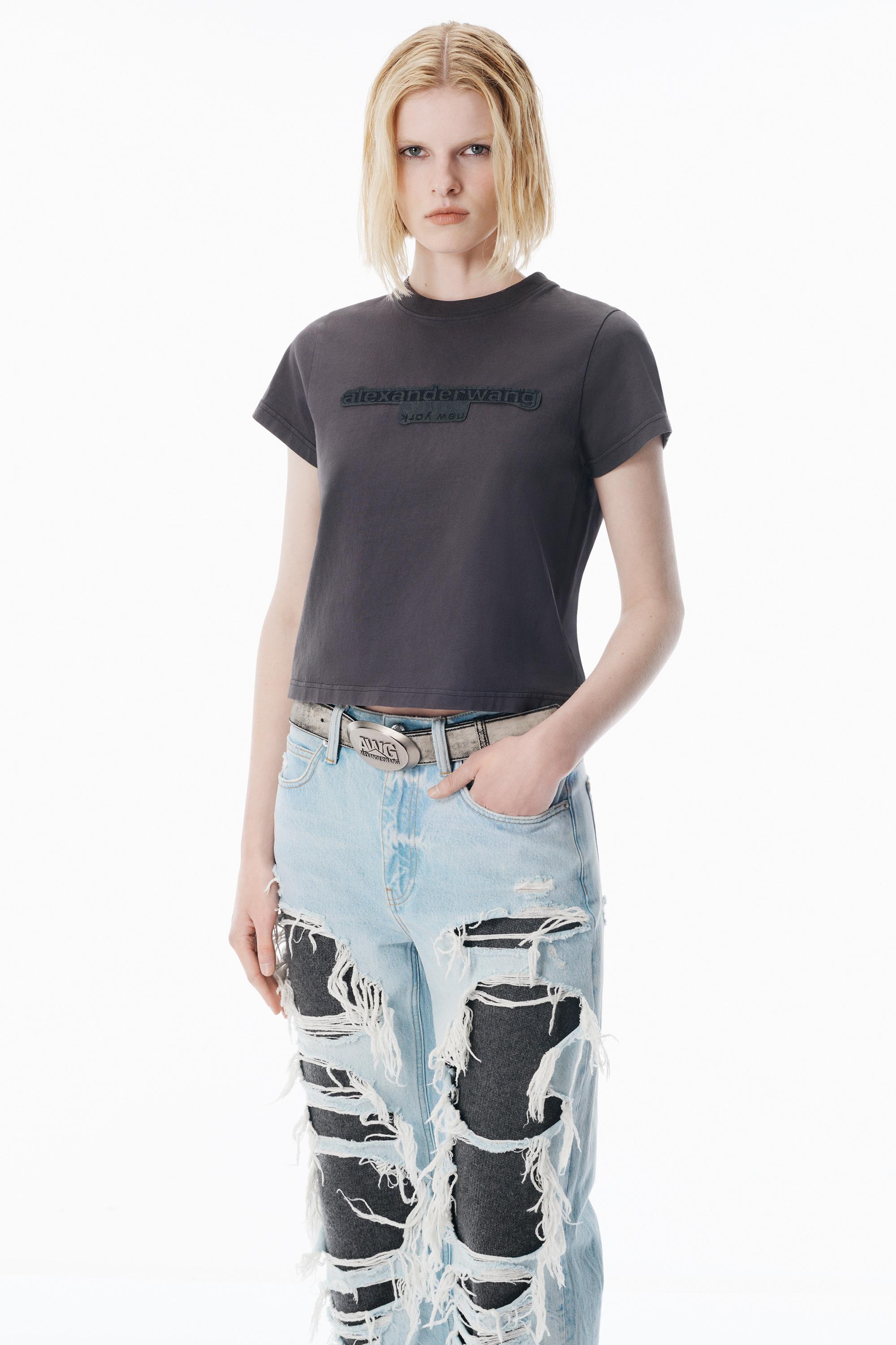 Washed Grey Jersey Tee - 3