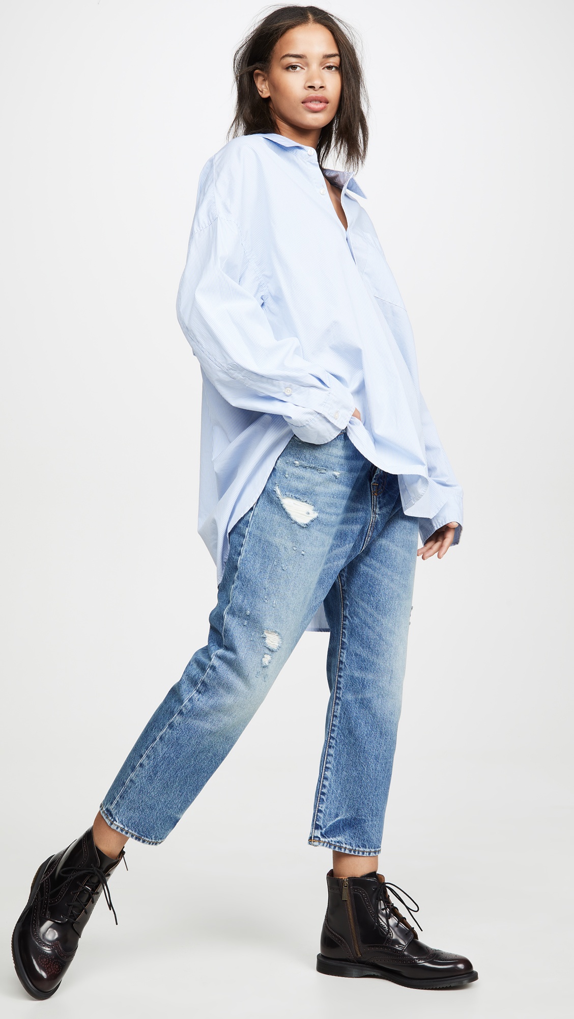 Drop Neck Oxford Shirt - 2