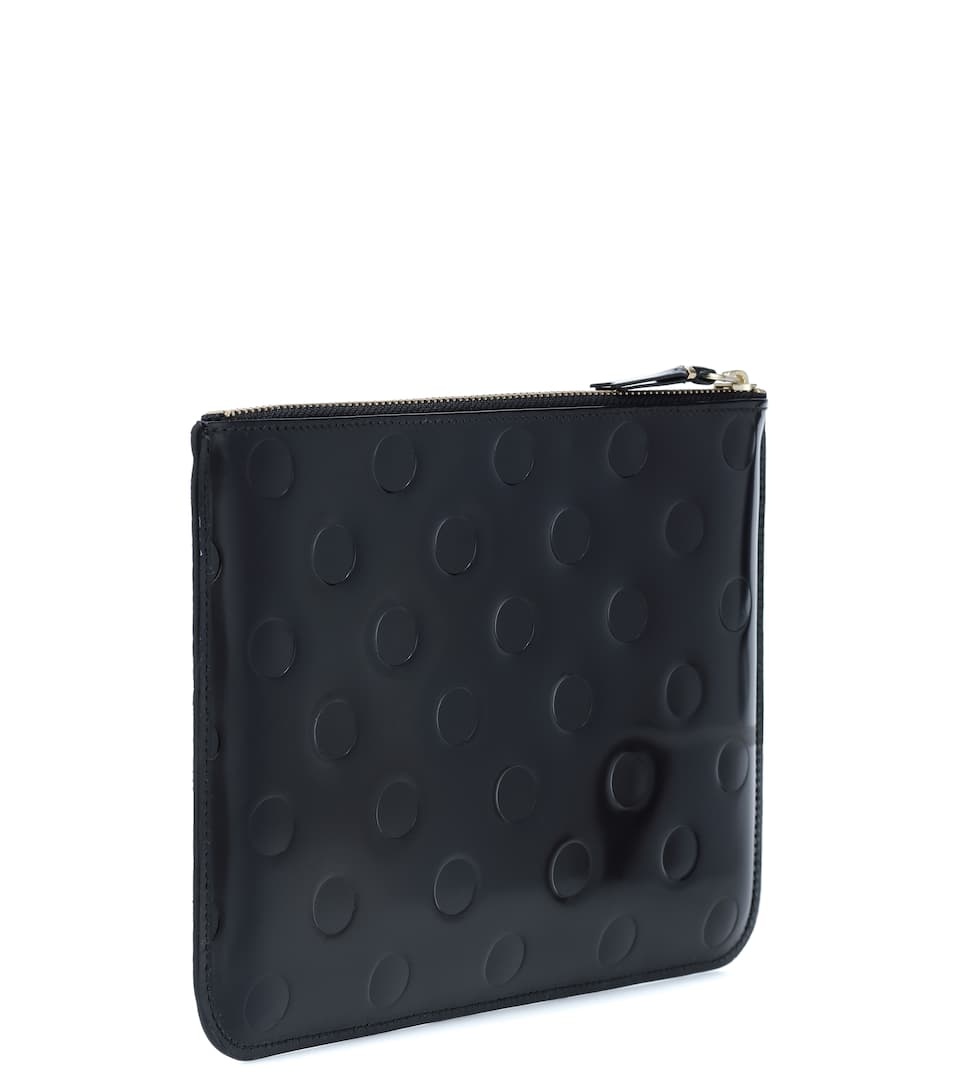 Dots Large embossed leather pouch - 3