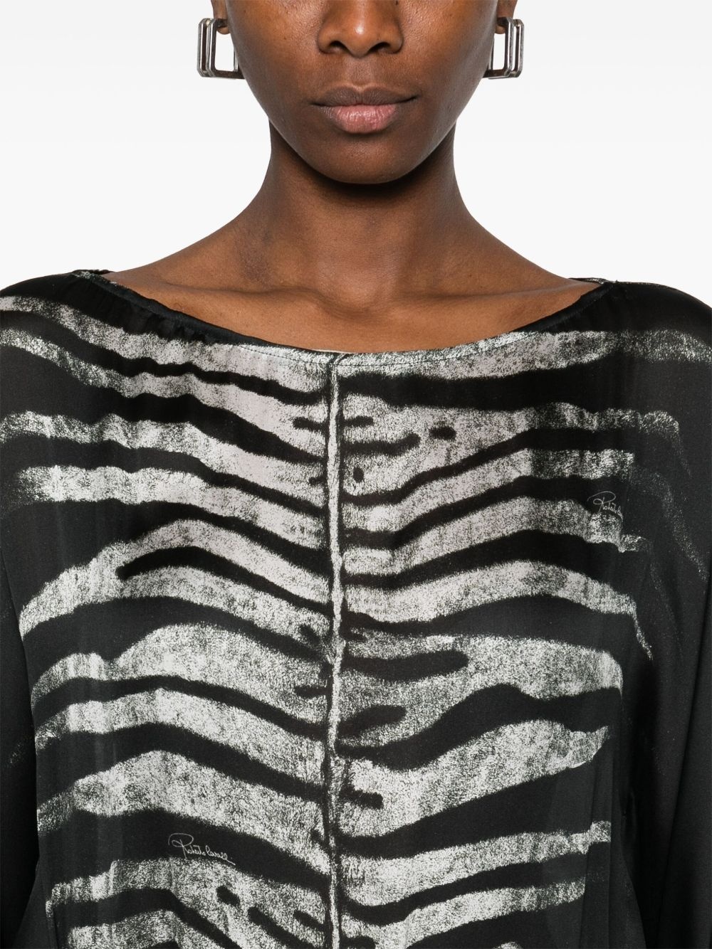 zebra-print belted maxi dress - 5