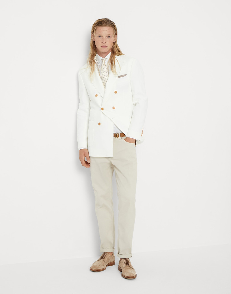 Twisted linen one-and-a-half breasted deconstructed blazer with patch pockets 5