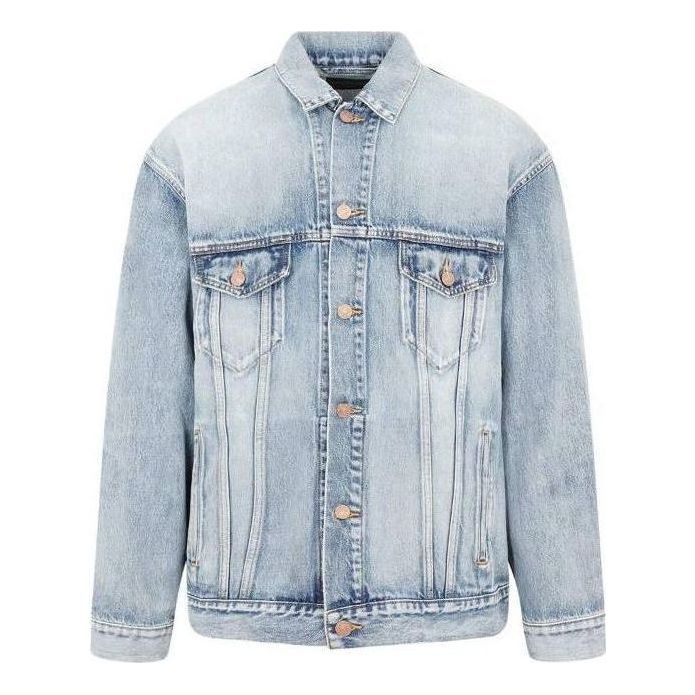 Balenciaga BB Sprayed Denim Jacket Large Fit 'Light Blue Yellow' 678354TDW143341 - 1